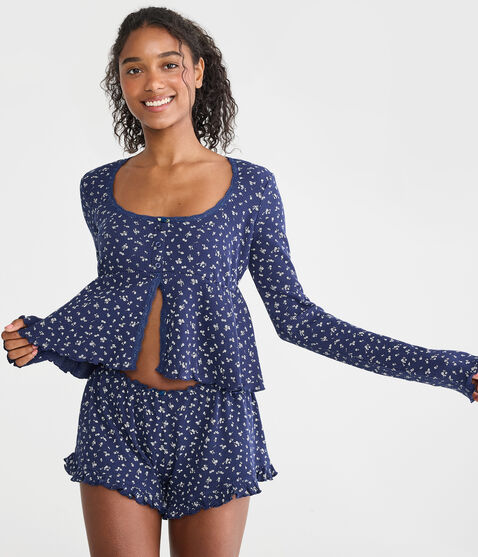 Long Sleeve Cropped Babydoll Sleep Tee Long Sleeve Cropped Babydoll Sleep Tee