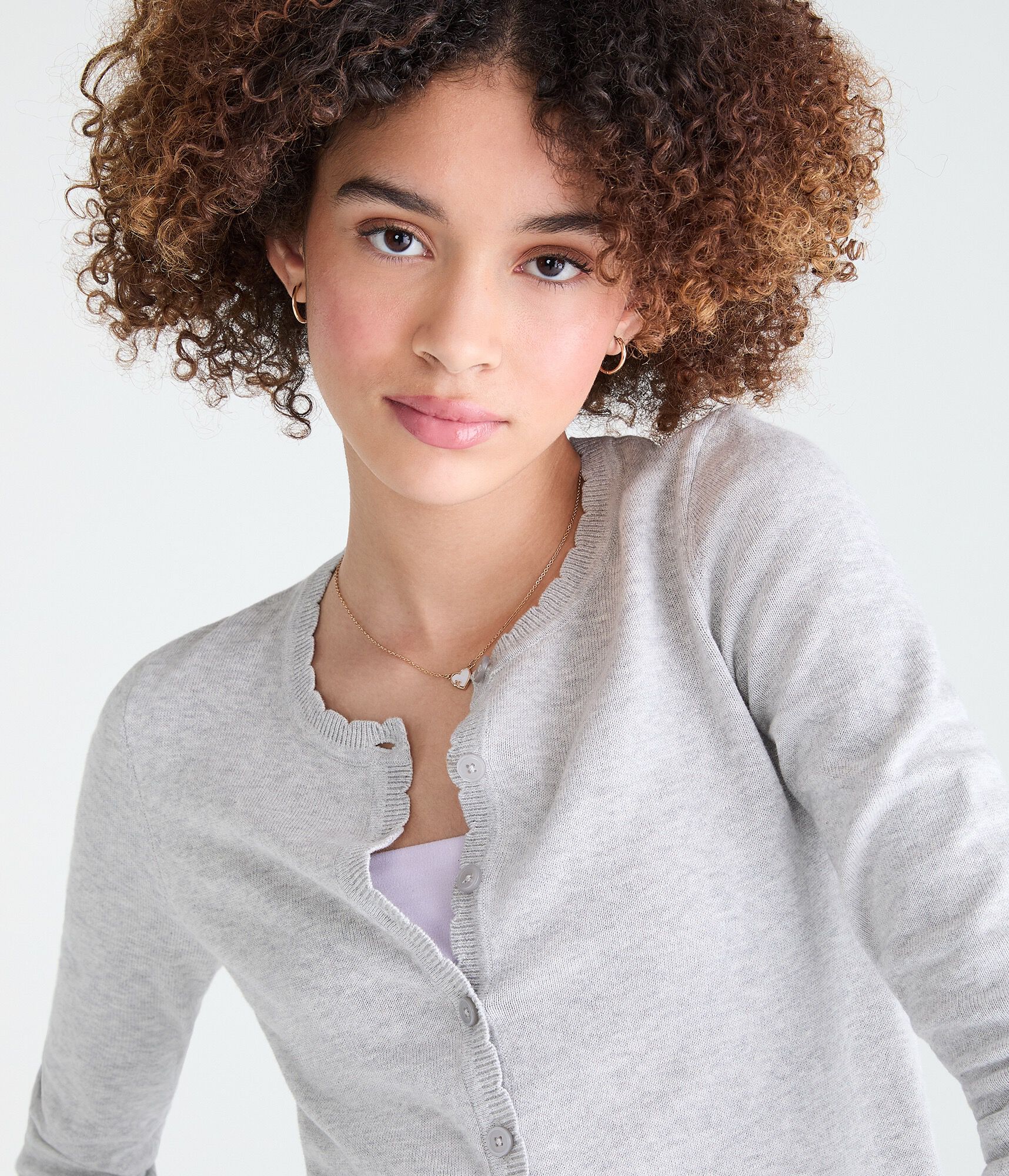 Scalloped Crew Cardigan