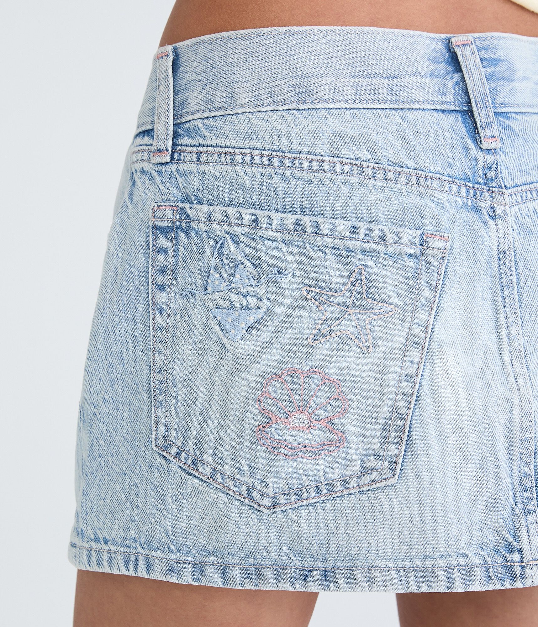 Beach Day Low-Rise Denim Mini Skort