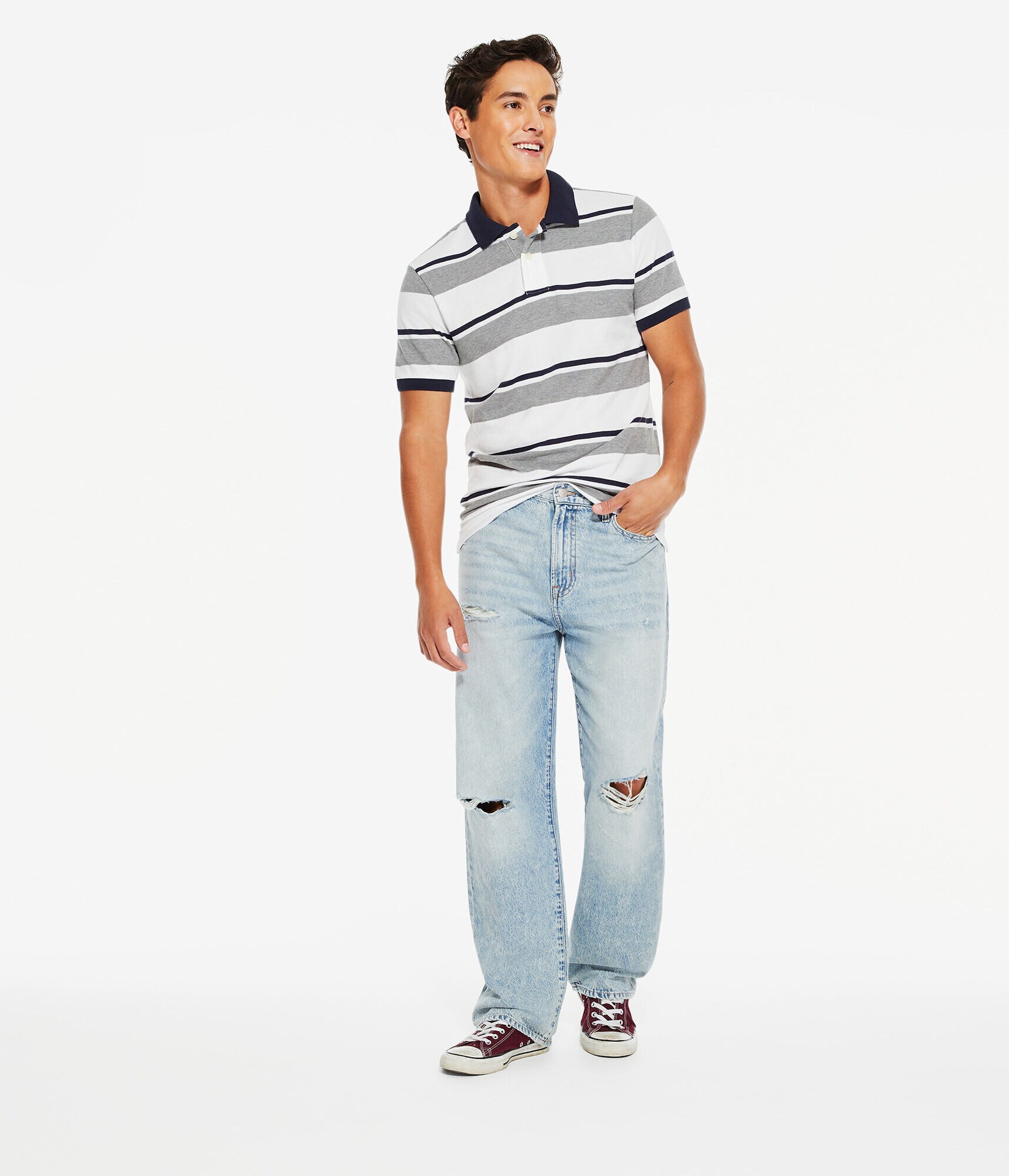 Mixed Stripe Piqu&eacute; Polo