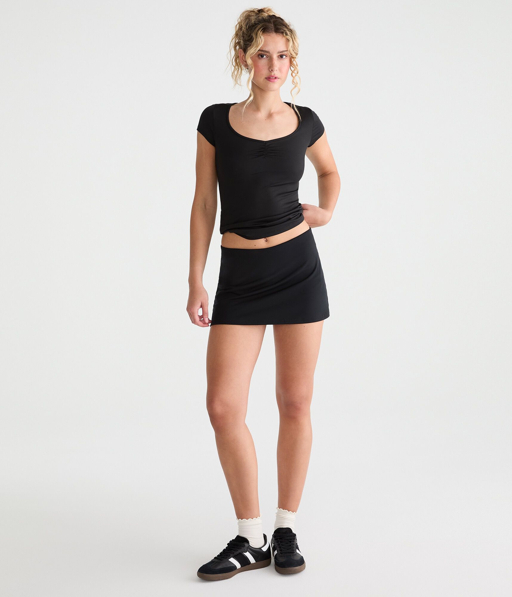 Buttery Soft Cinched Scoop-Neck Tee