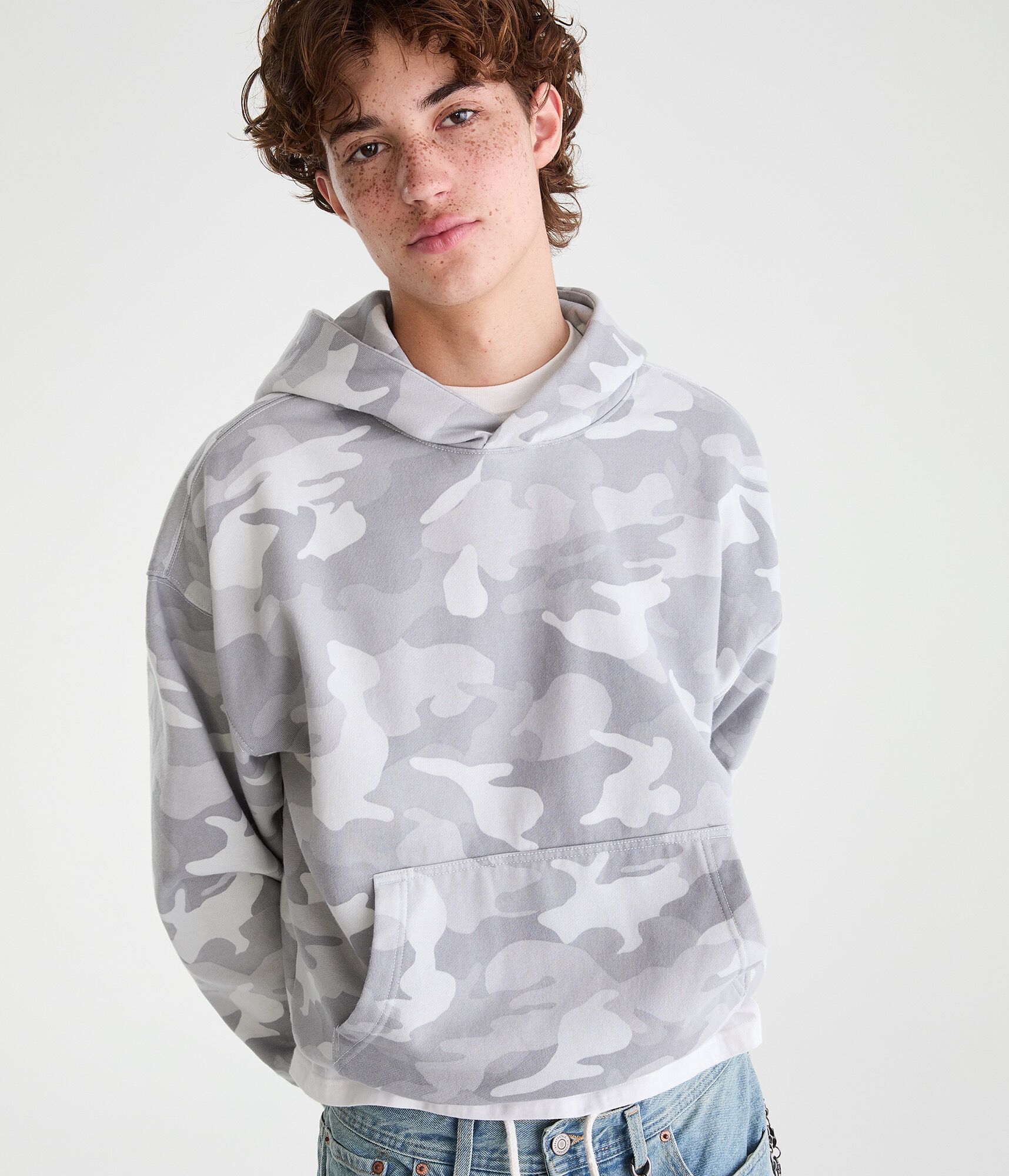 Cloud Soft Camo Boxy Pullover Hoodie