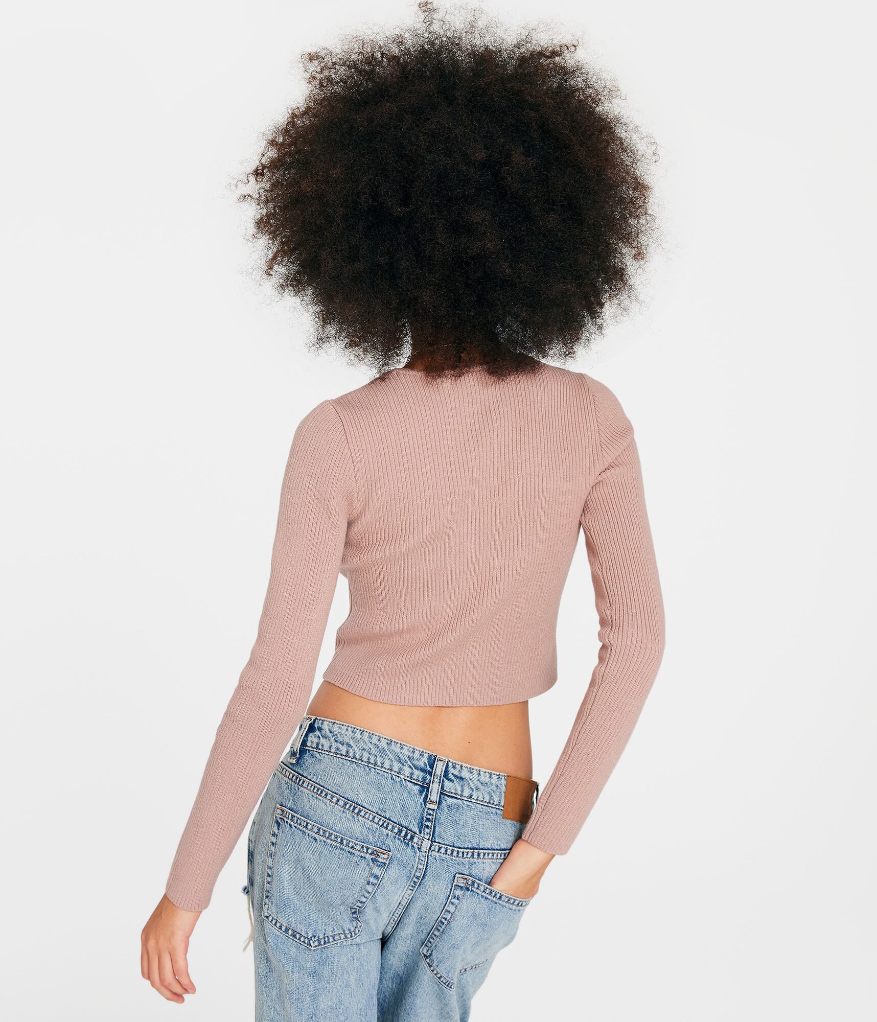 Ribbed Keyhole Cropped Flyaway Sweater