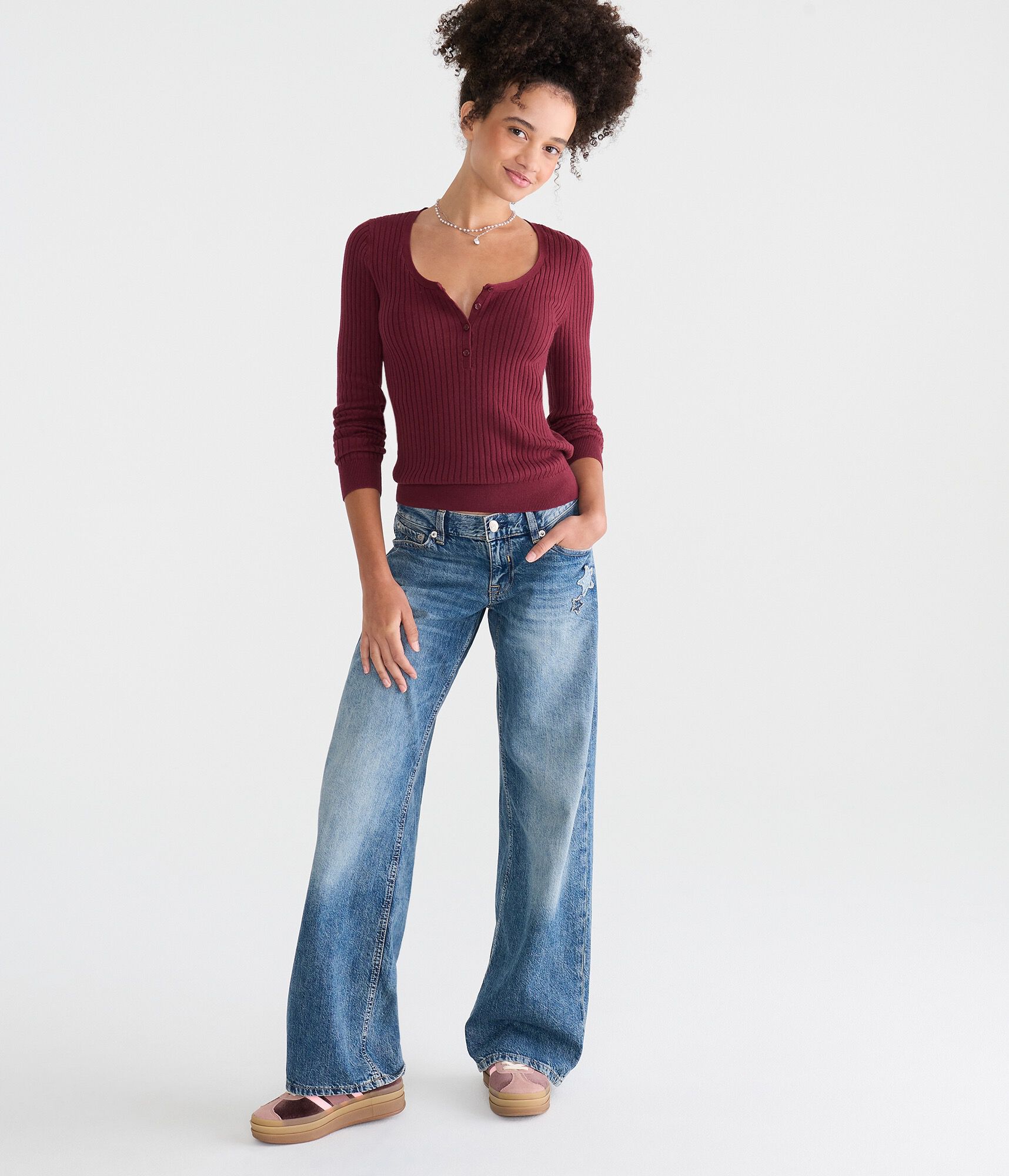 Ribbed Henley Sweater
