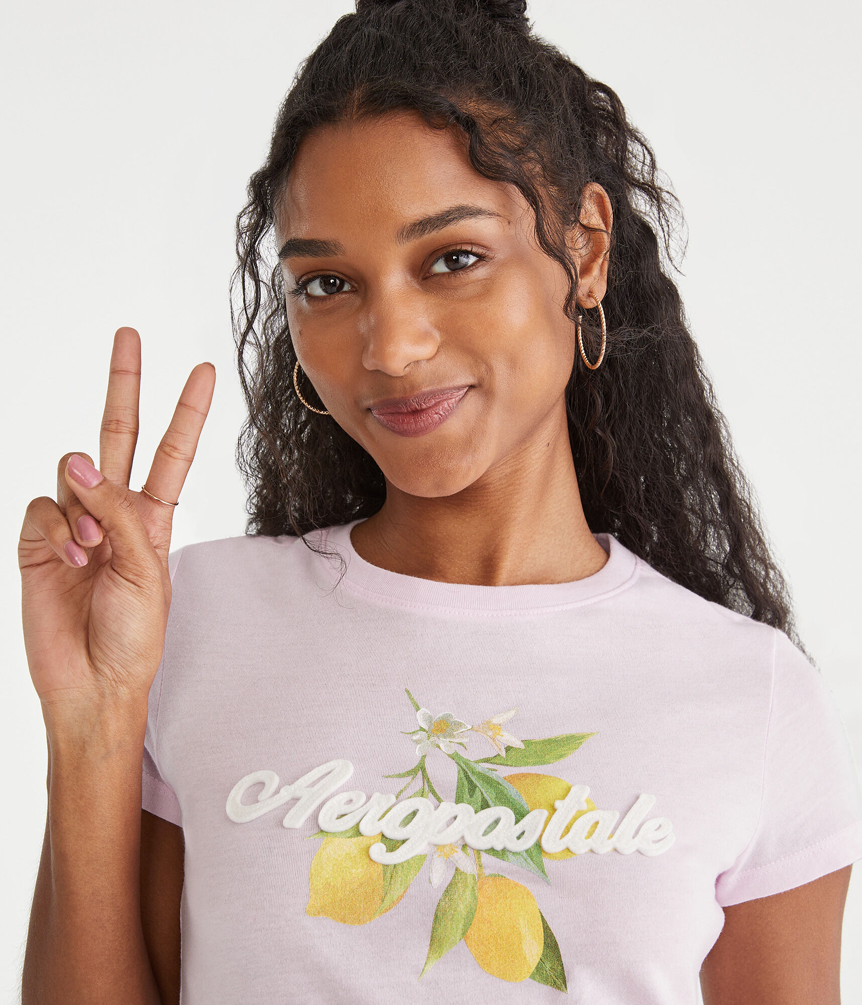 Aeropostale Lemons Appliqué Graphic Tee