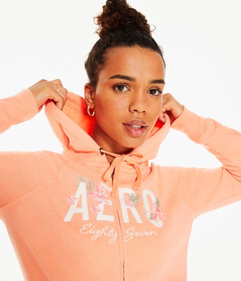 Aero Eighty-Seven Tropical Flower Full-Zip Hoodie Aero Eighty-Seven Tropical Flower Full-Zip Hoodie