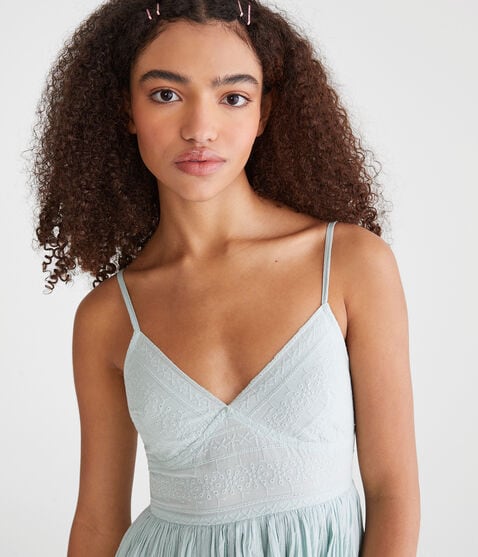 Solid V-Neck Gauze Babydoll Dress Solid V-Neck Gauze Babydoll Dress