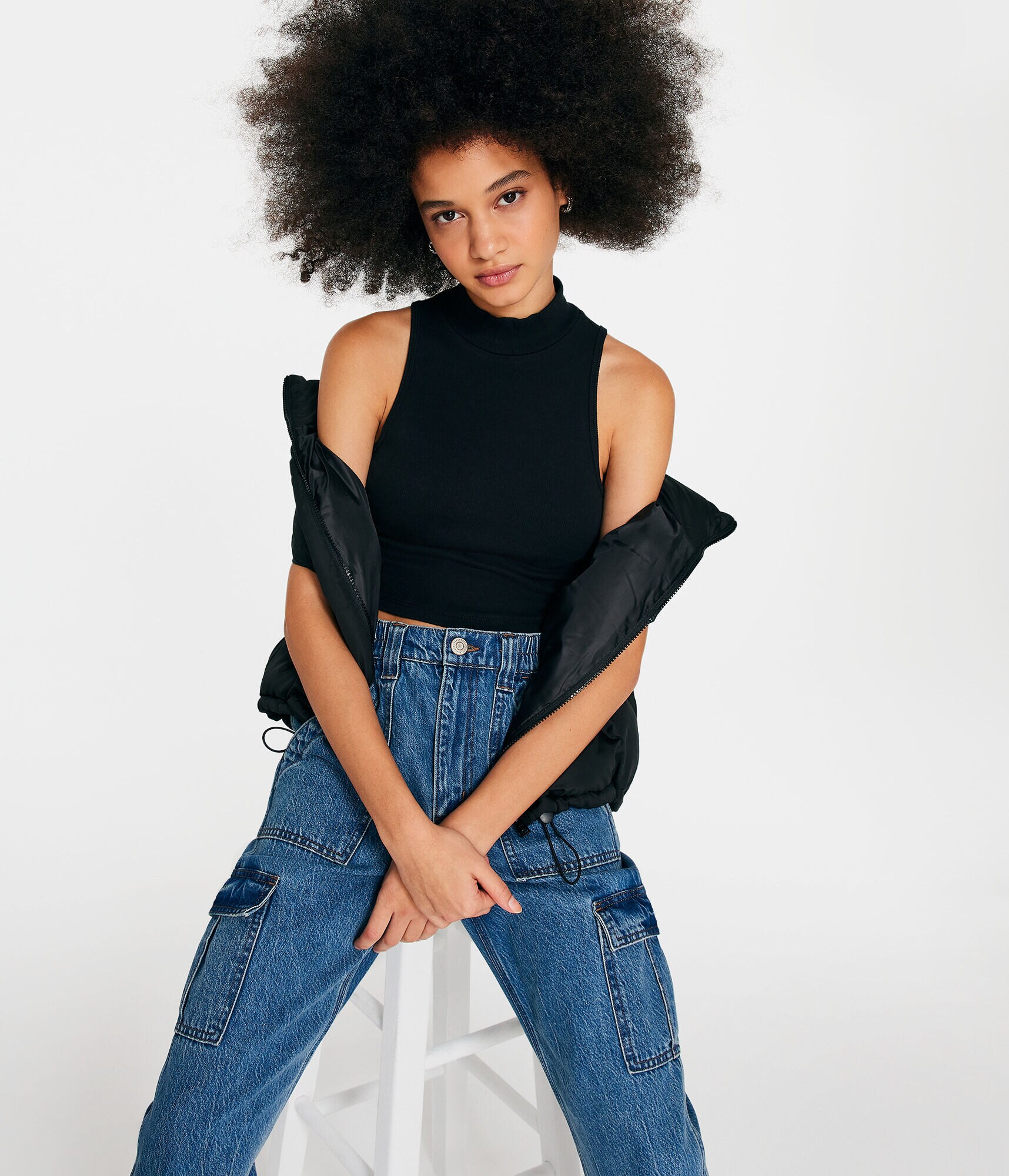 Mock-Neck Cropped Tank