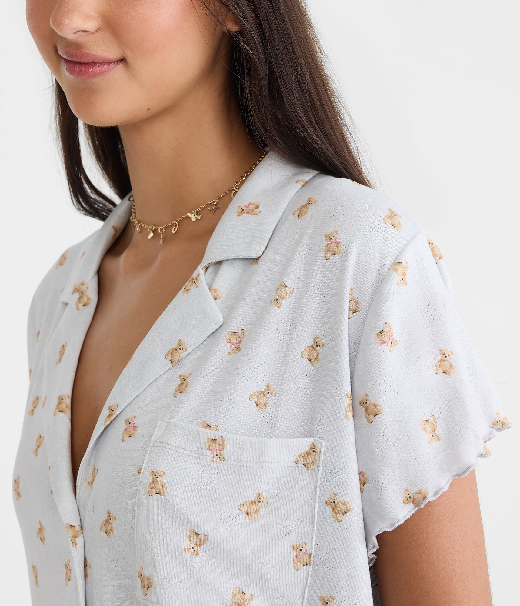 Printed Pointelle Knit Sleep Shirt