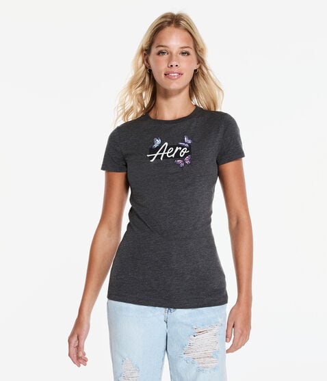 Aero Script Butterfly Graphic Tee Aero Script Butterfly Graphic Tee