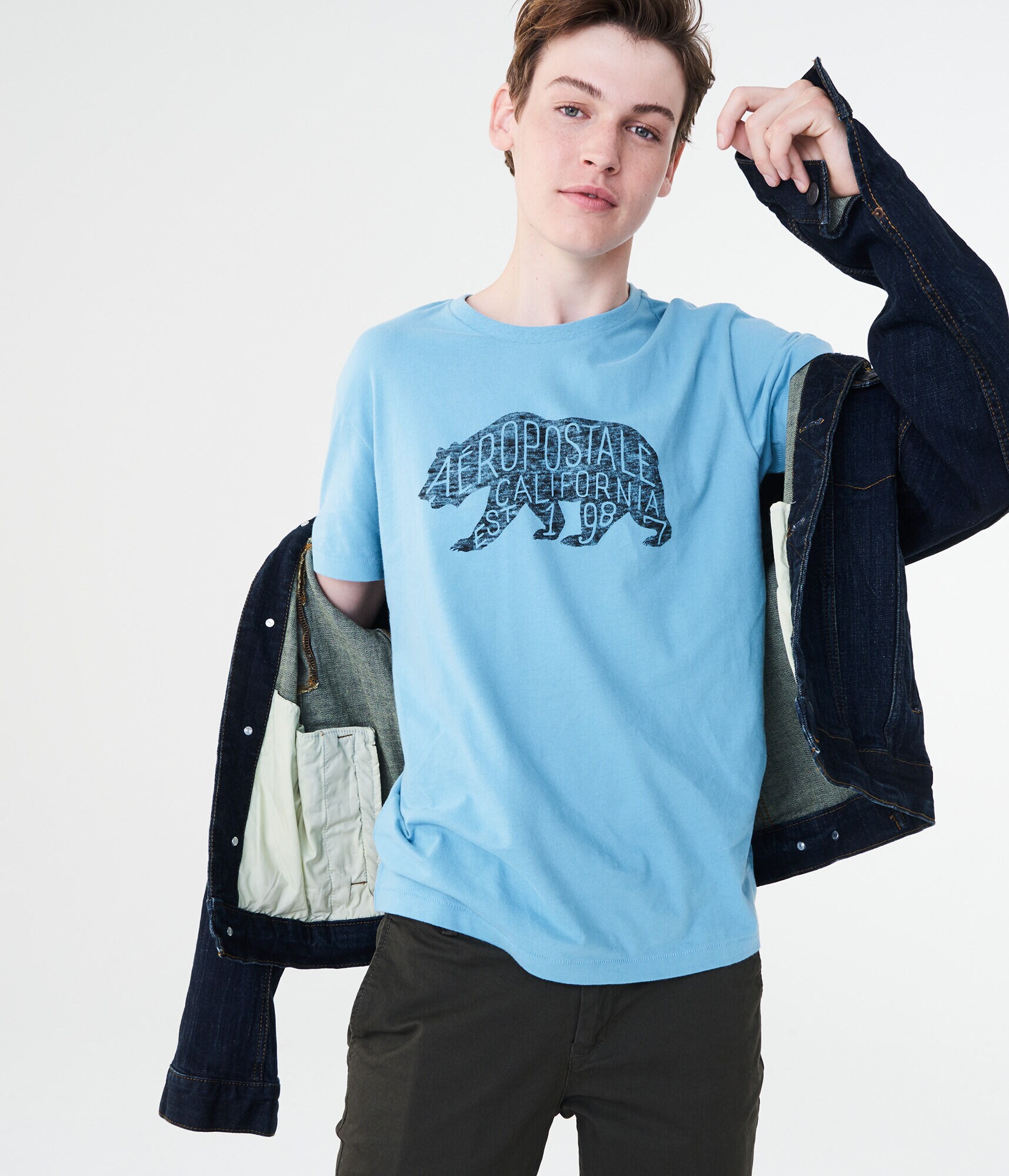 Aeropostale Heathered Bear Graphic Tee