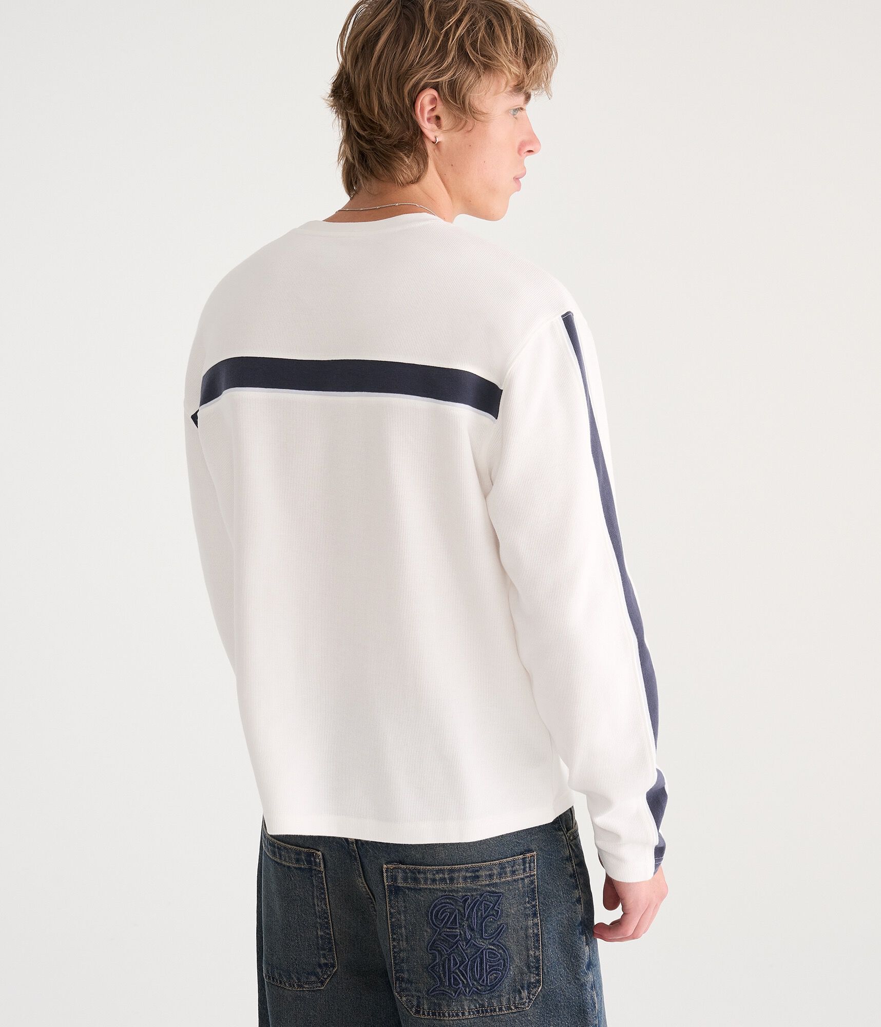 Long Sleeve Flat Stripes Thermal Tee