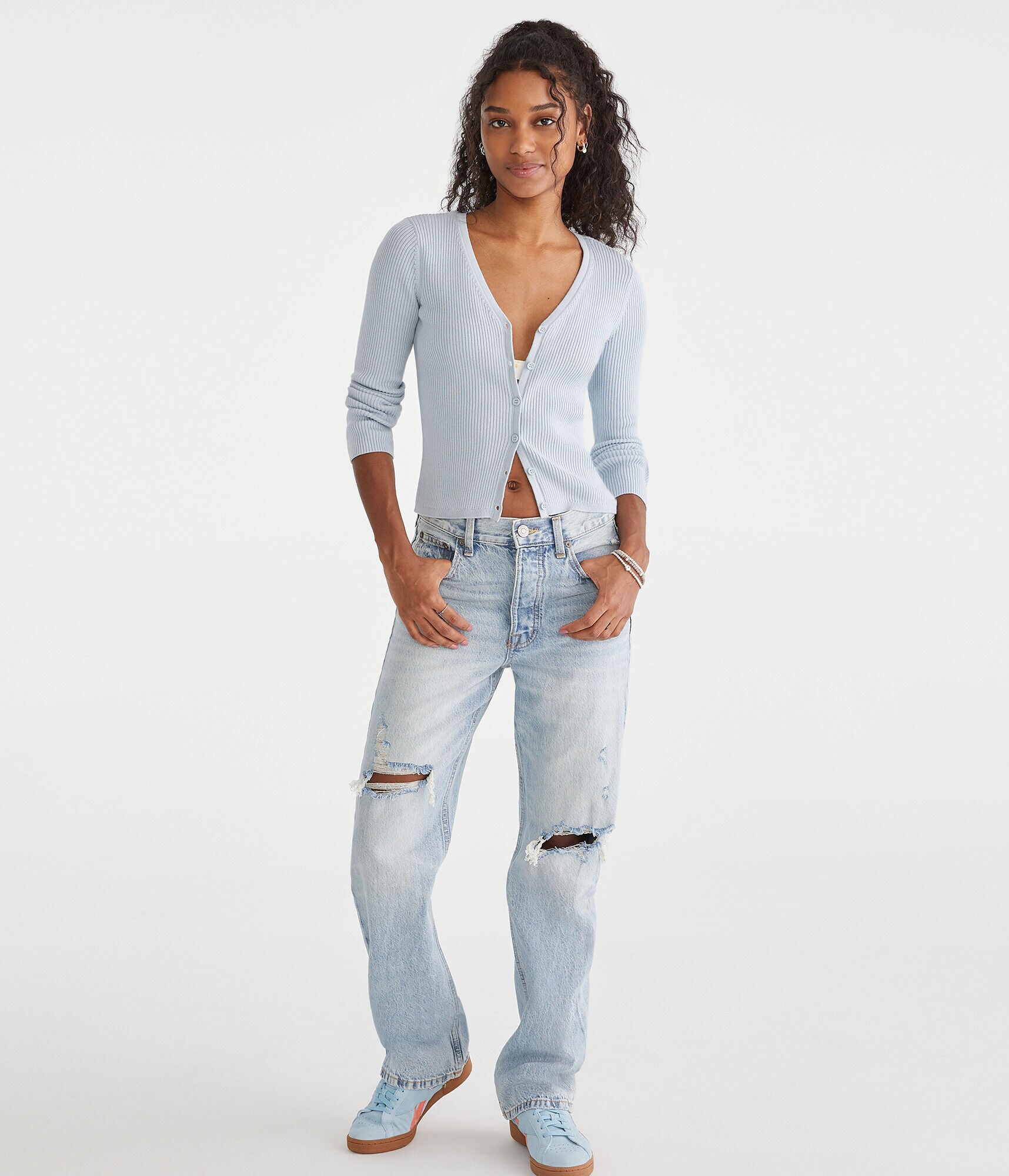 Ribbed V-Neck Cardigan