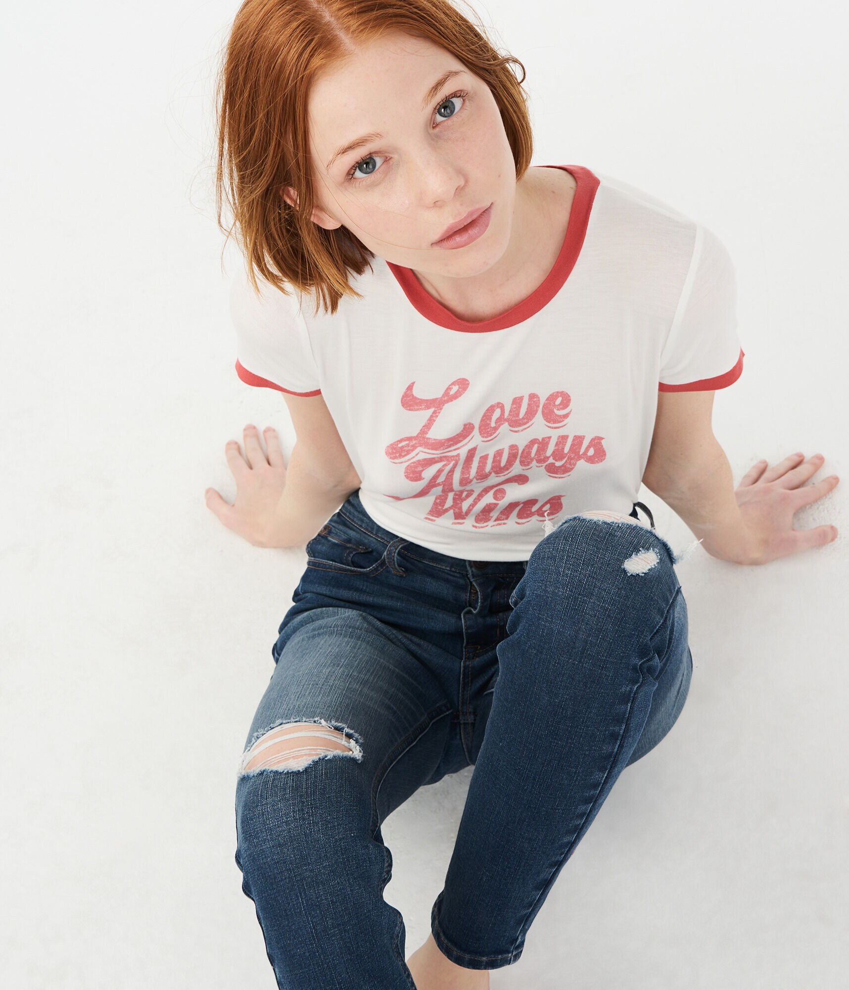 Love Always Wins Ringer Graphic Girl Tee