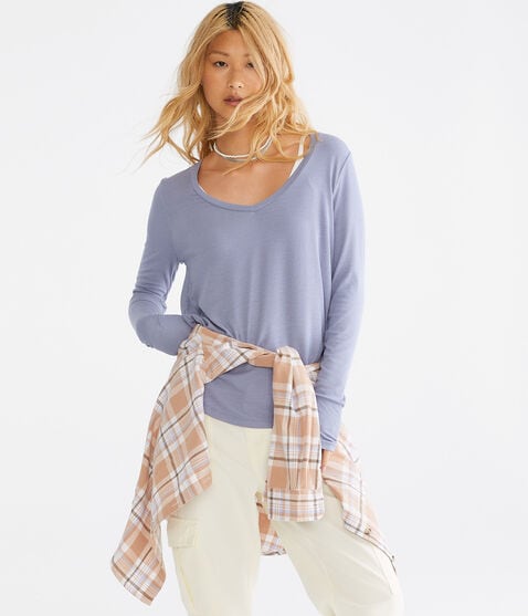 Long Sleeve Seriously Soft Ribbed V-Neck Tee