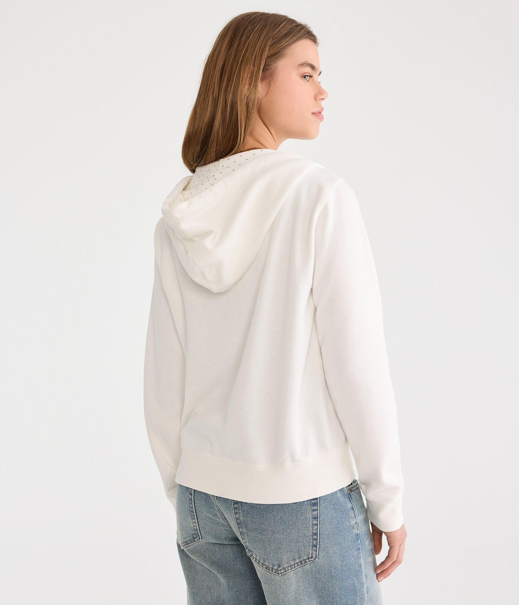 Polka Dot Lined Full-Zip Hoodie