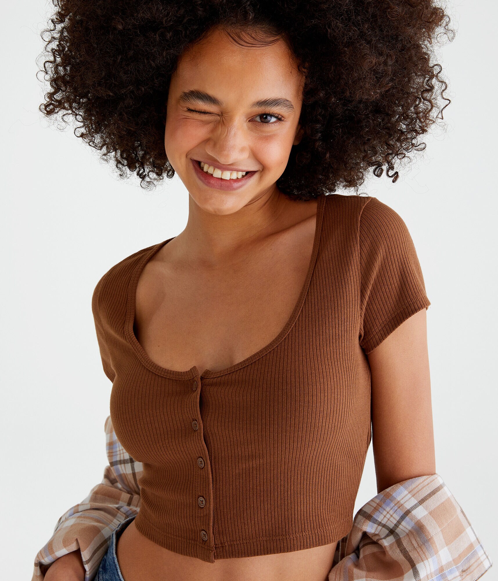 Buttoned Scoop-Neck Cardigan Tee