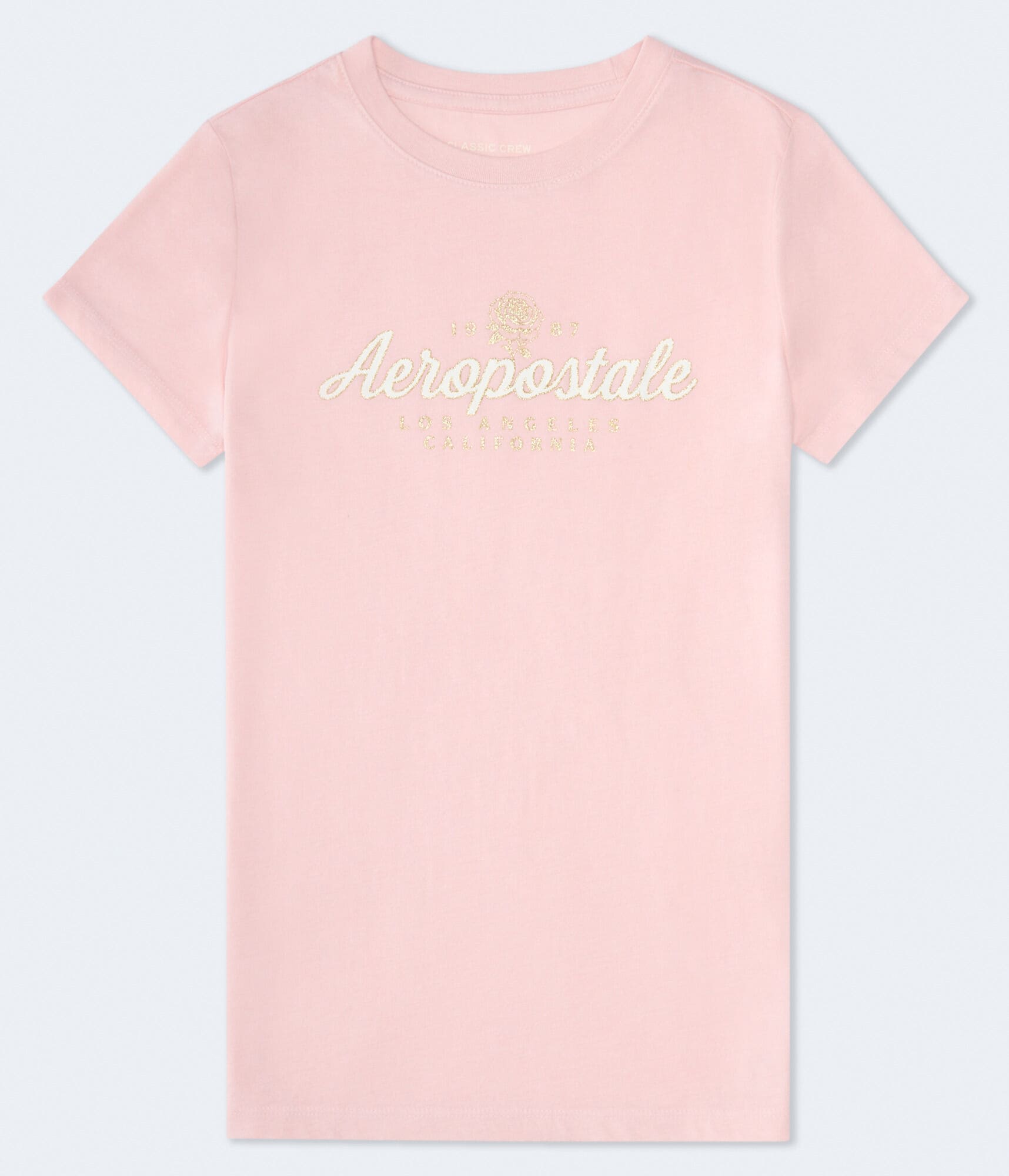 Aeropostale Script Rose Glitter Graphic Tee