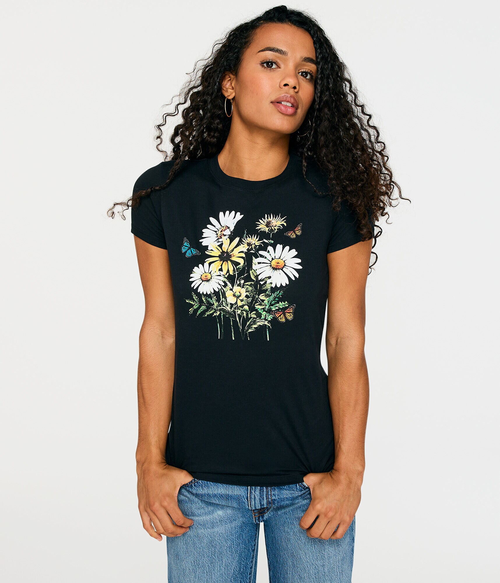 Butterflies And Daisies Graphic Tee