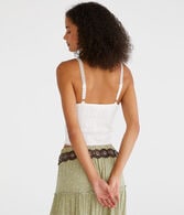Textured Cropped Lace-Trim Cami