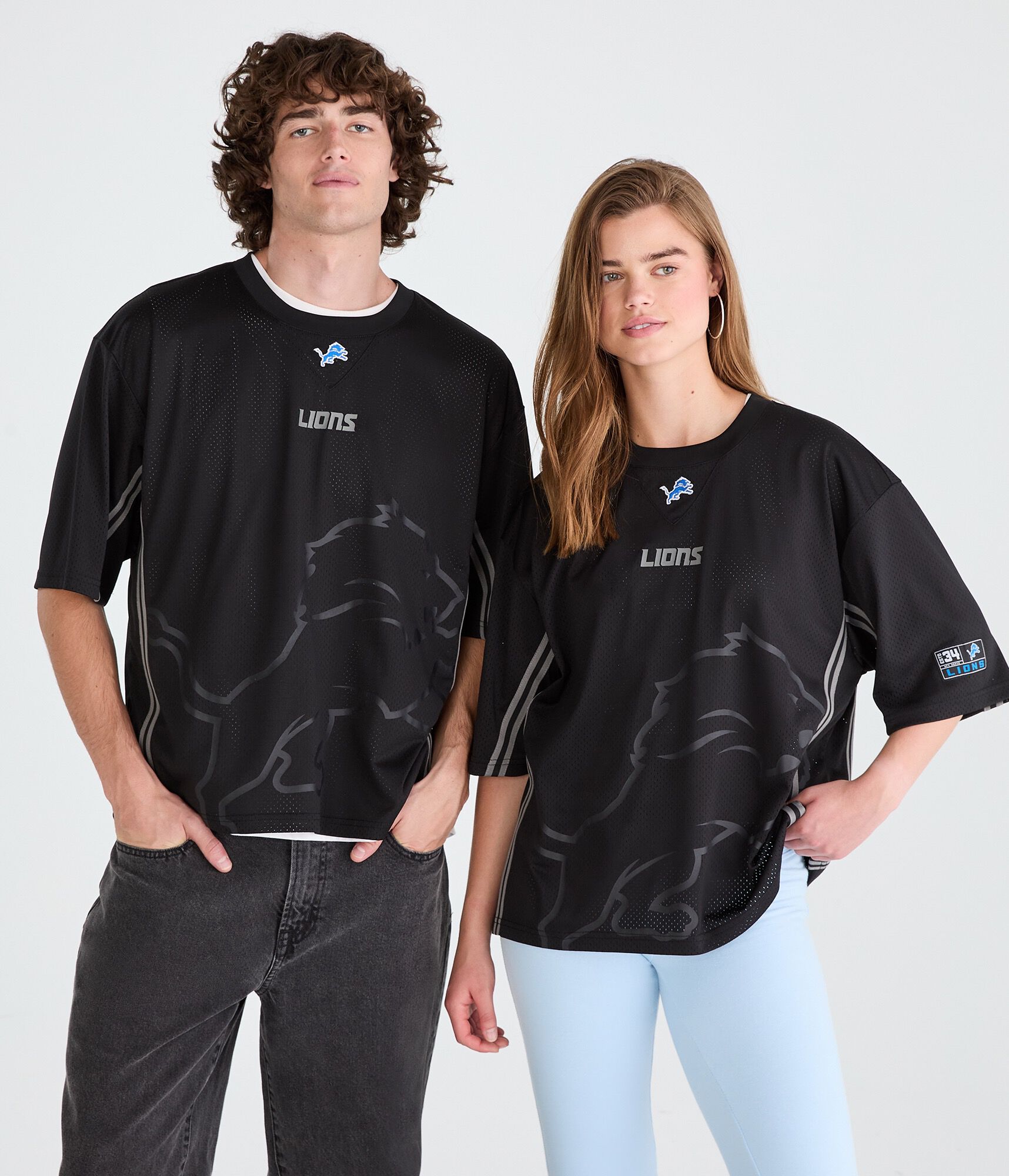 Detroit Lions Striped Mesh Top