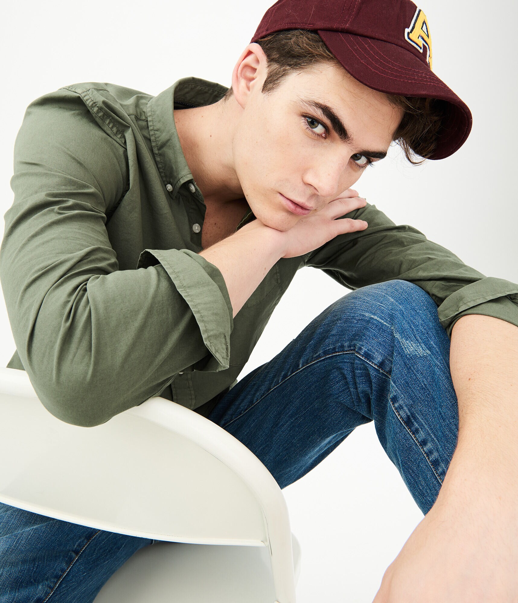 Long Sleeve Solid Stretch Woven Shirt