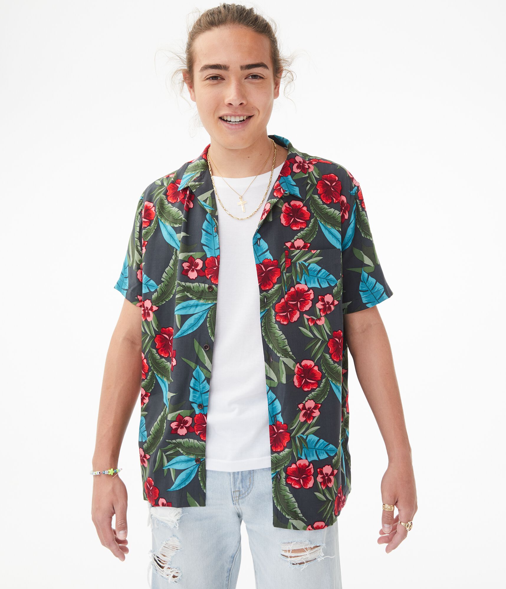 Paradise Floral Button-Down Resort Shirt