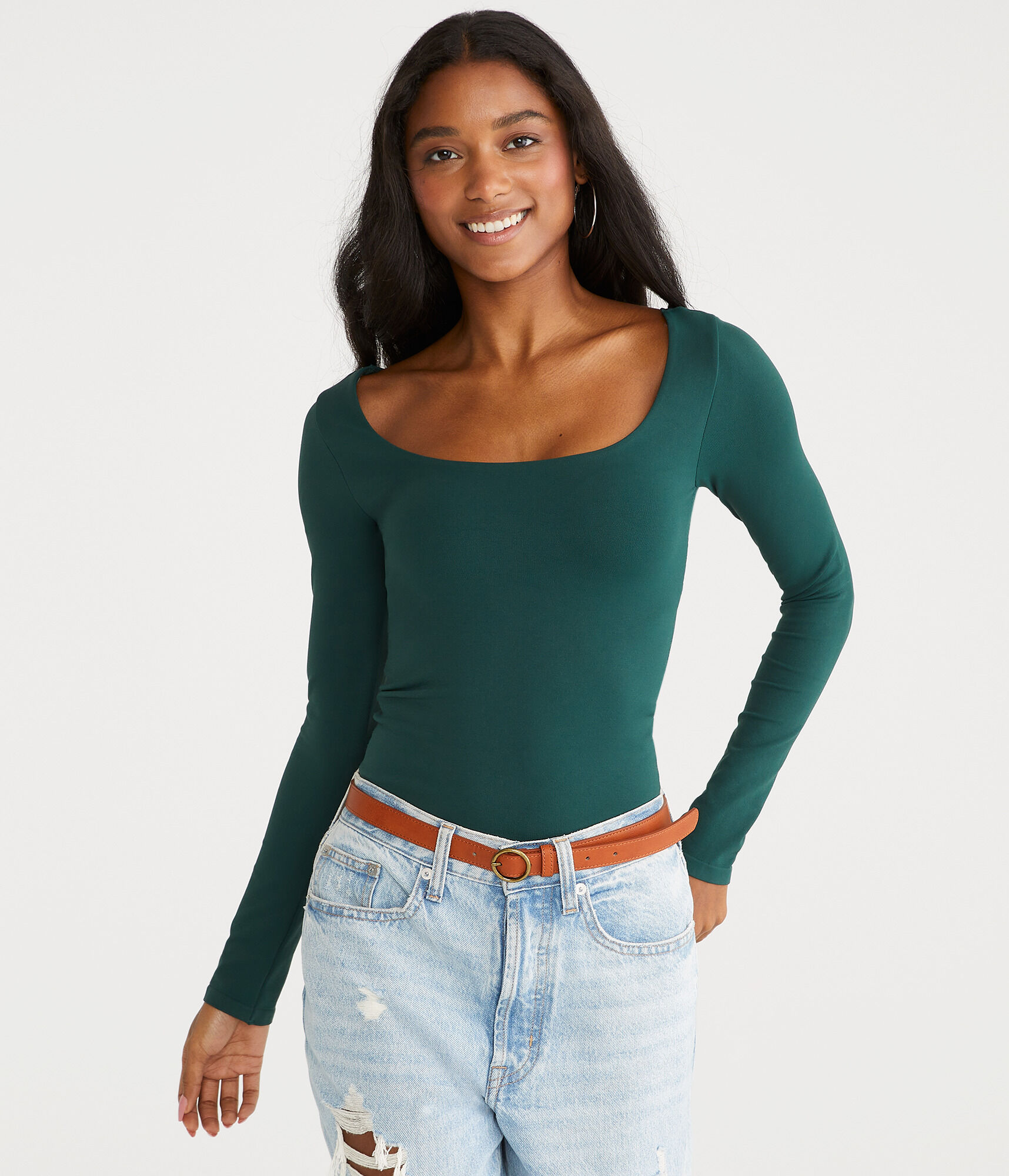 Long Sleeve Seriously Soft Sculpt Scoop-Neck Tee