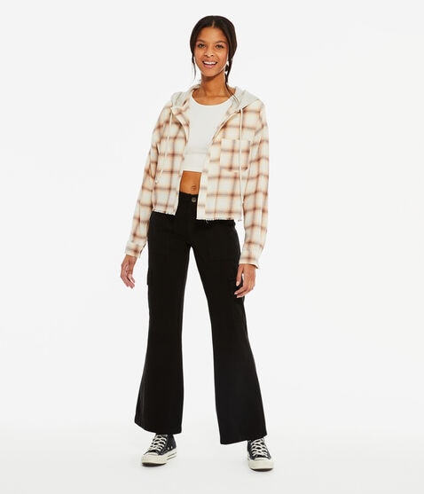 Long Sleeve Plaid Hooded Button-Down Shirt Long Sleeve Plaid Hooded Button-Down Shirt