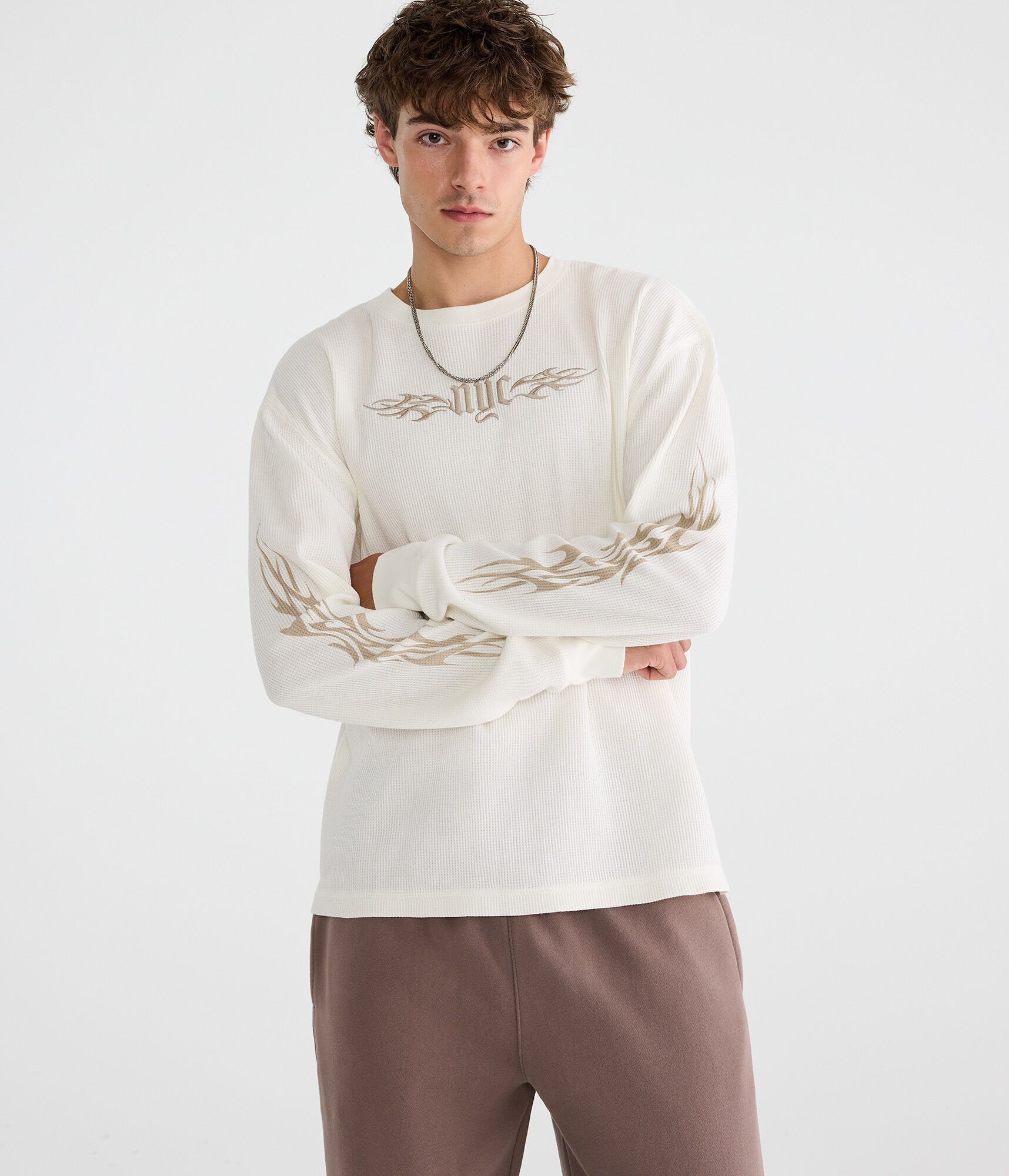 Long Sleeve NYC Tattoo Graphic Thermal Tee