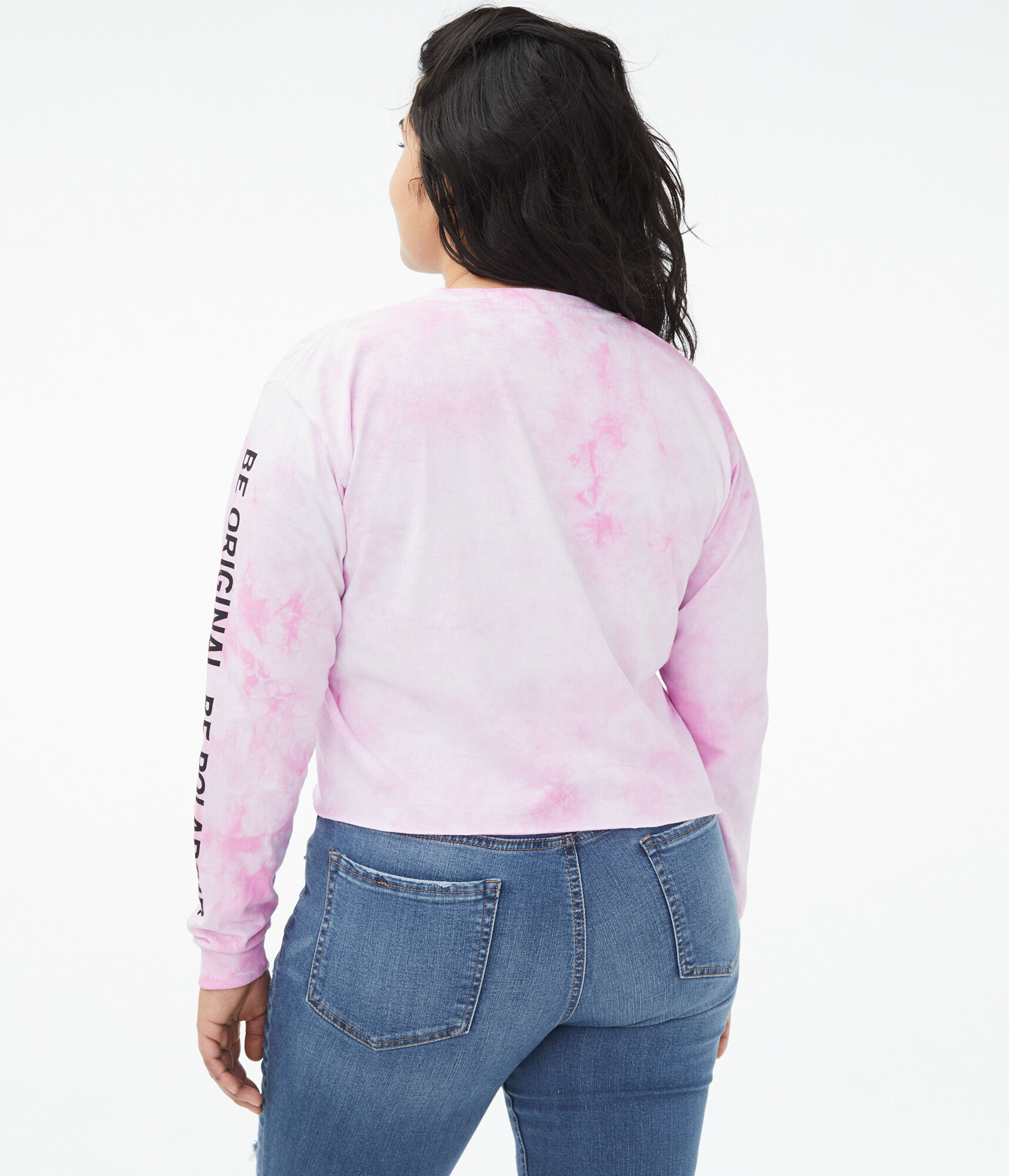 Long Sleeve Polaroid Tie-Dye Cropped Graphic Tee