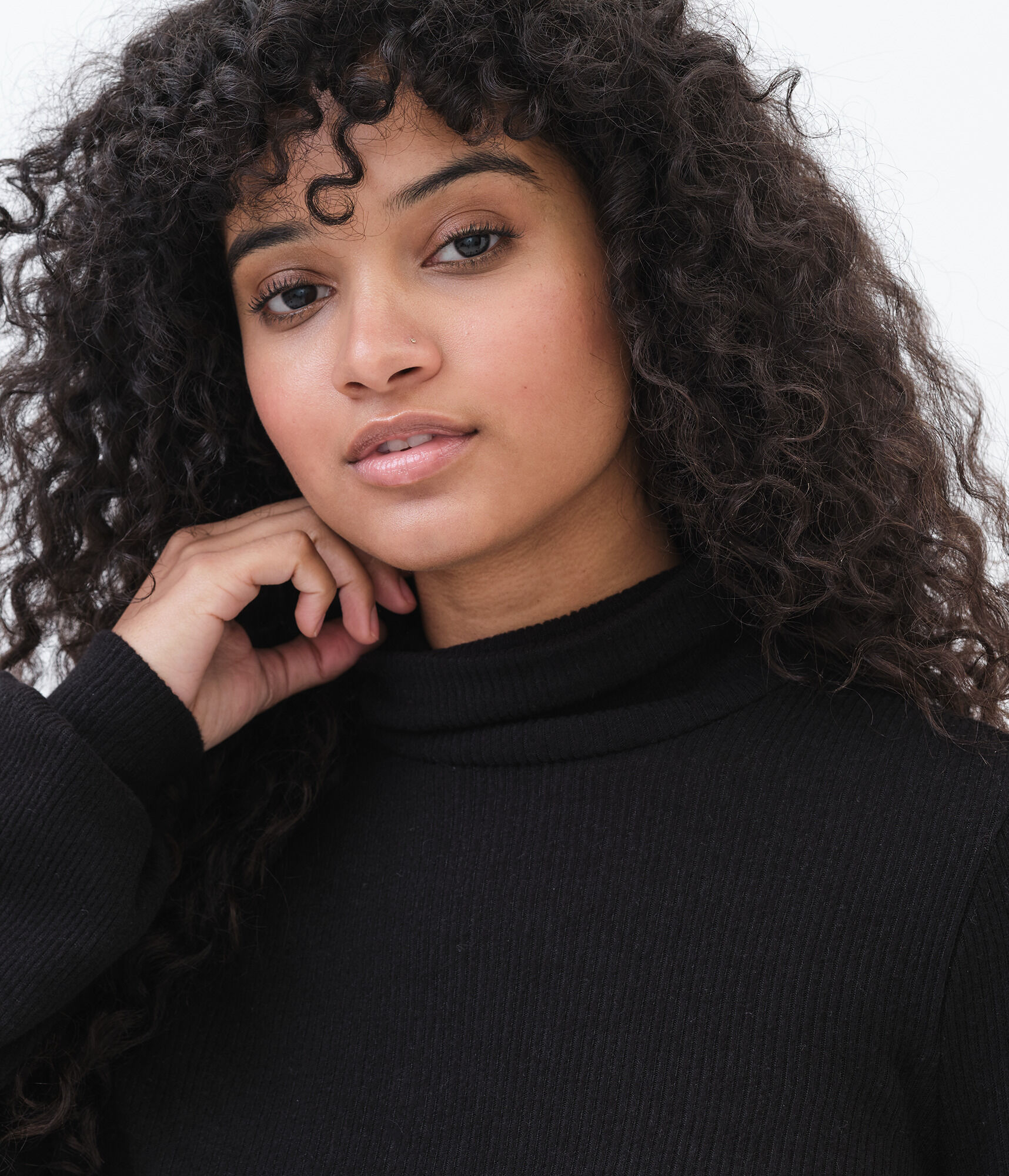Long Sleeve Marled Turtleneck Top