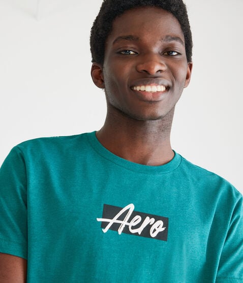 Aero Script Box Logo Graphic Tee Aero Script Box Logo Graphic Tee