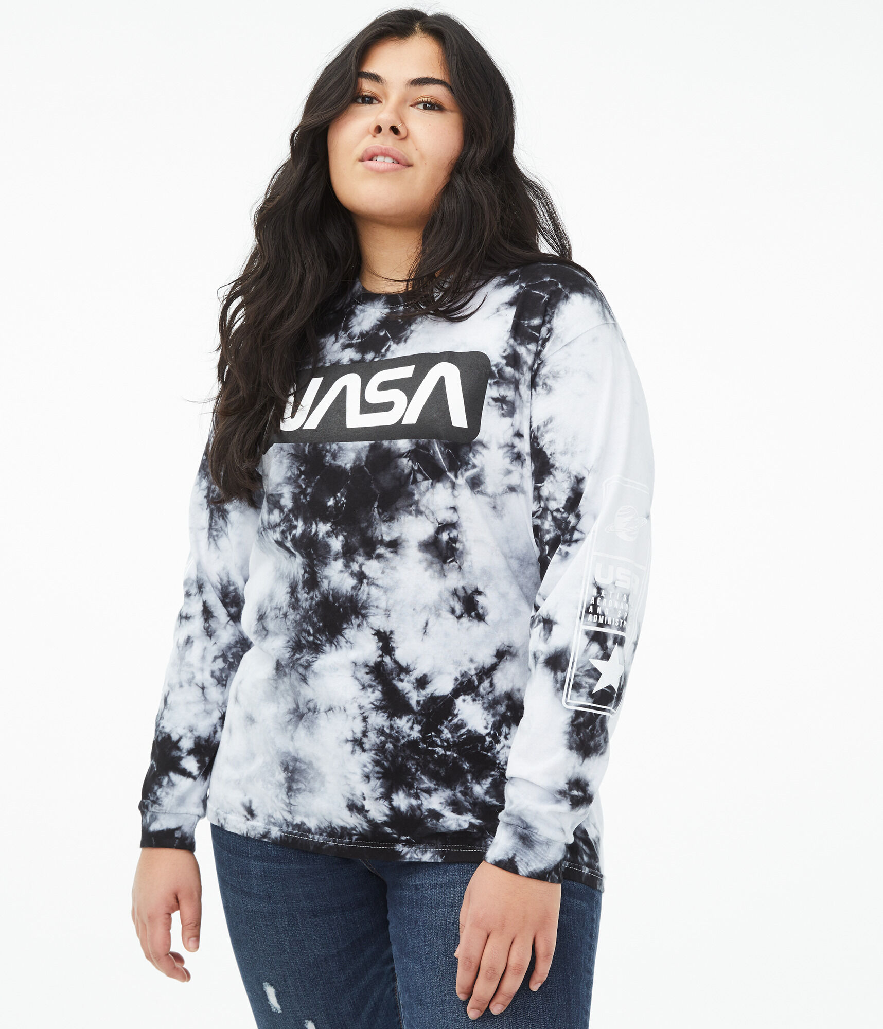 Long Sleeve NASA Tie-Dye Boyfriend 