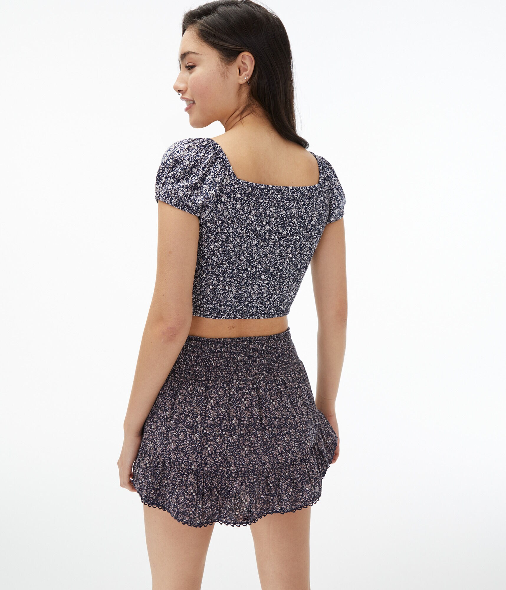 Floral Cinch-Front Crop Top