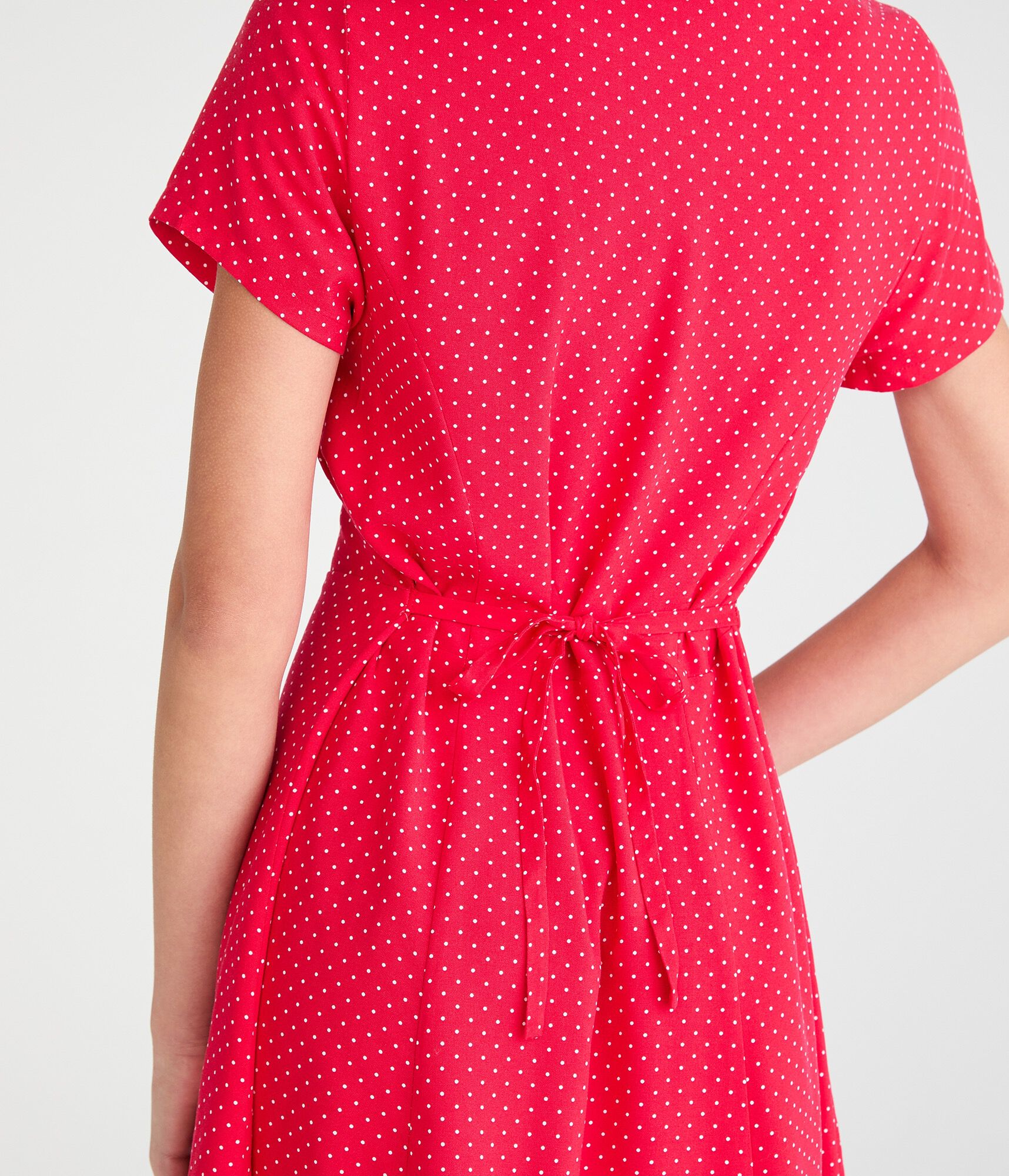 Printed V-Neck Buttoned A-Line Dress