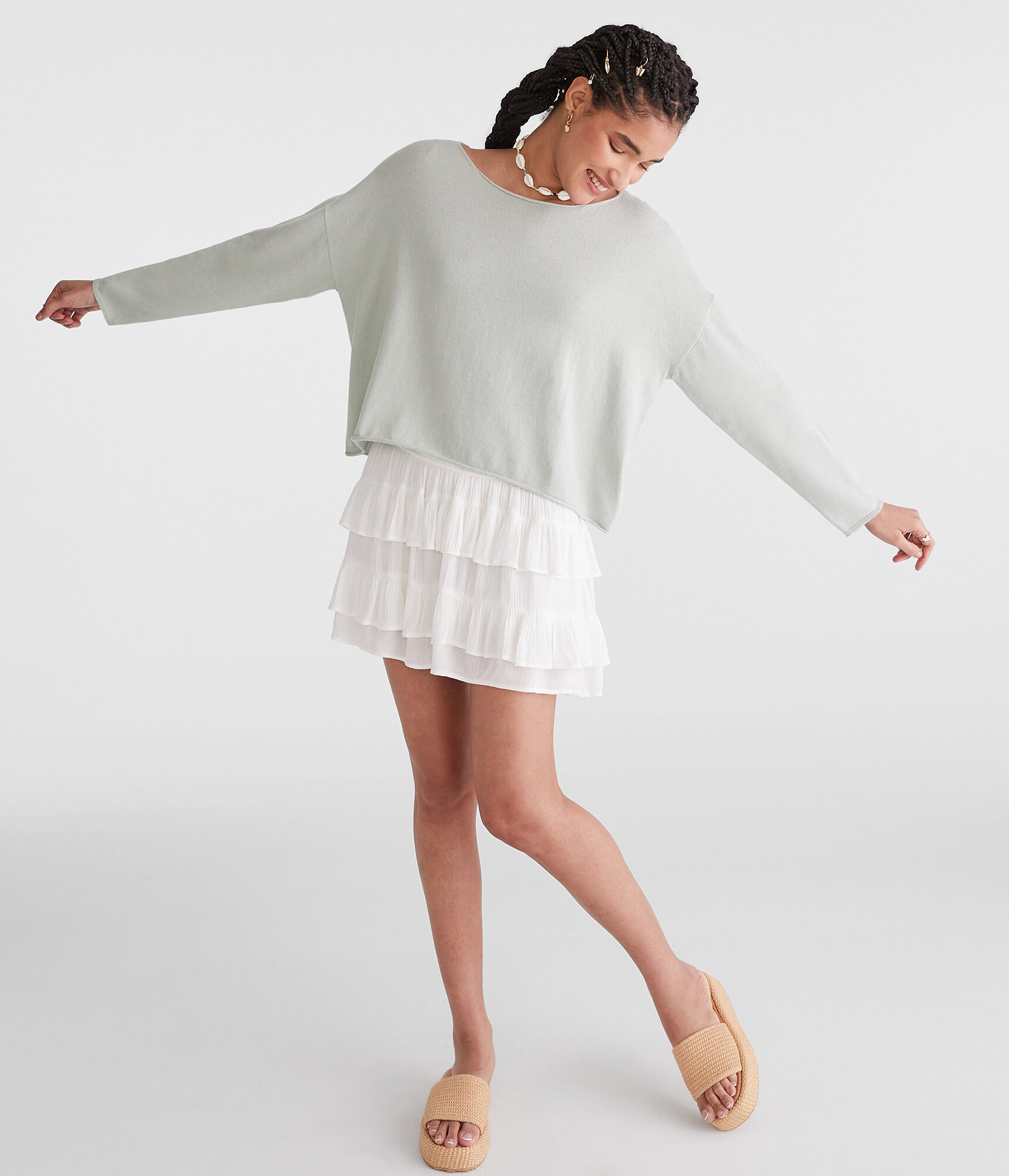 Solid Slash-Neck Sweater