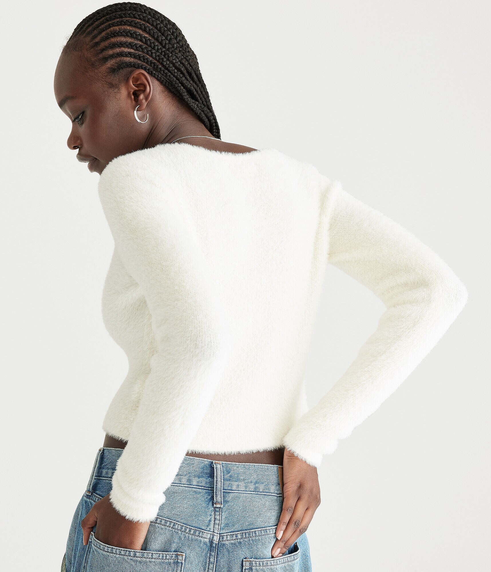 Bella Cropped Eyelash Cardigan