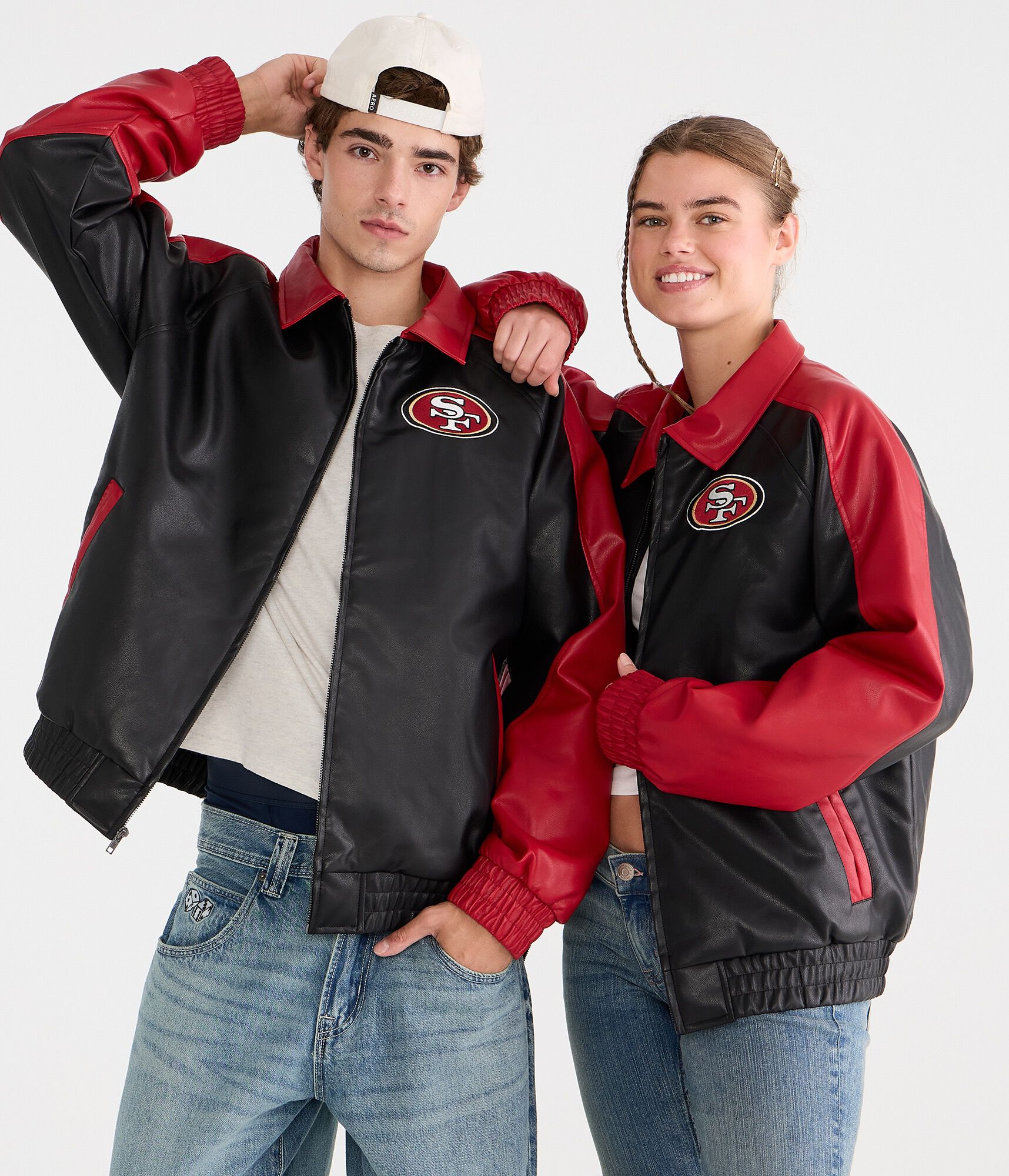 San Francisco 49ers Faux Leather Full-Zip Jacket