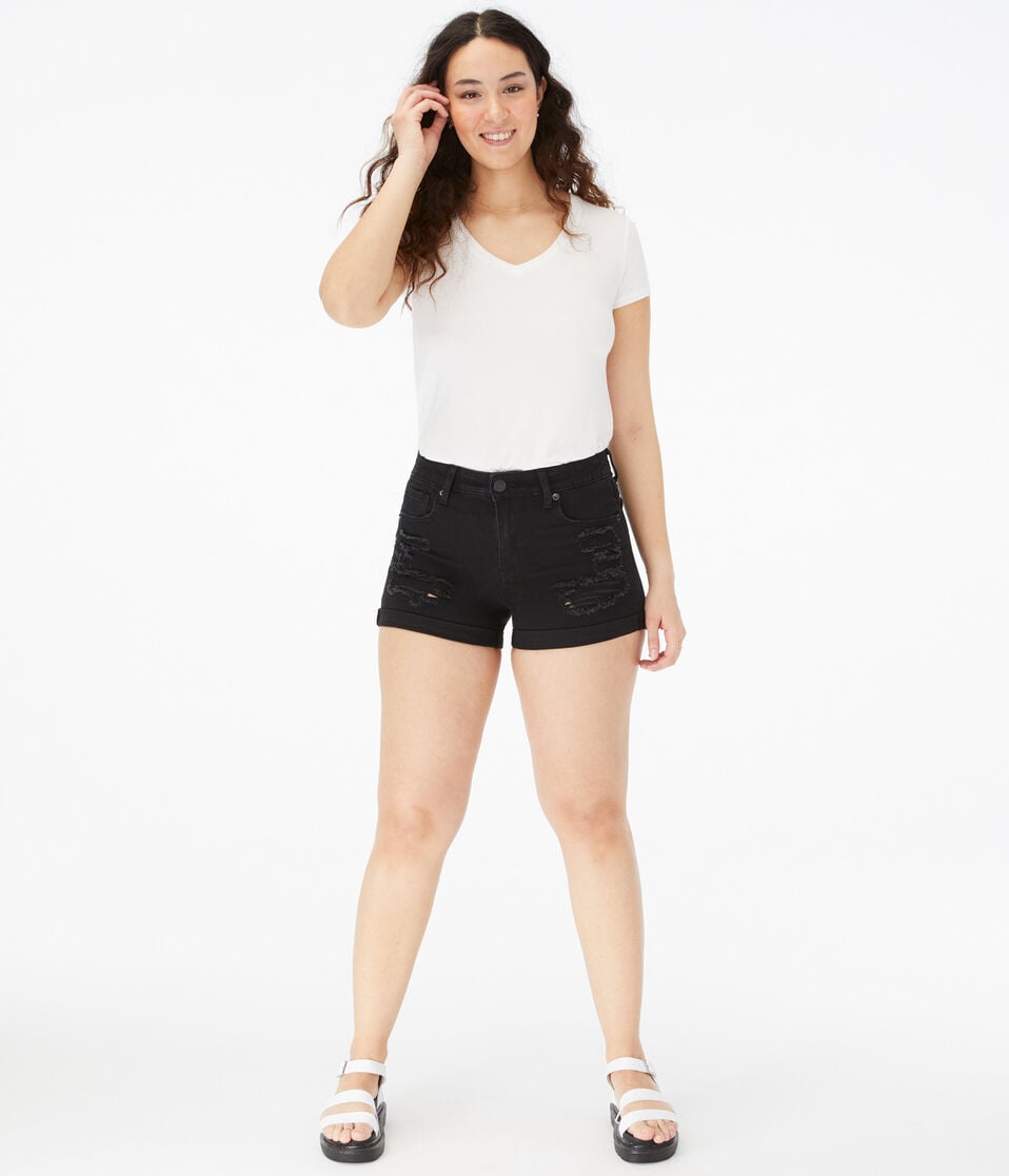 Flex Effects High-Rise Denim Midi Shorts