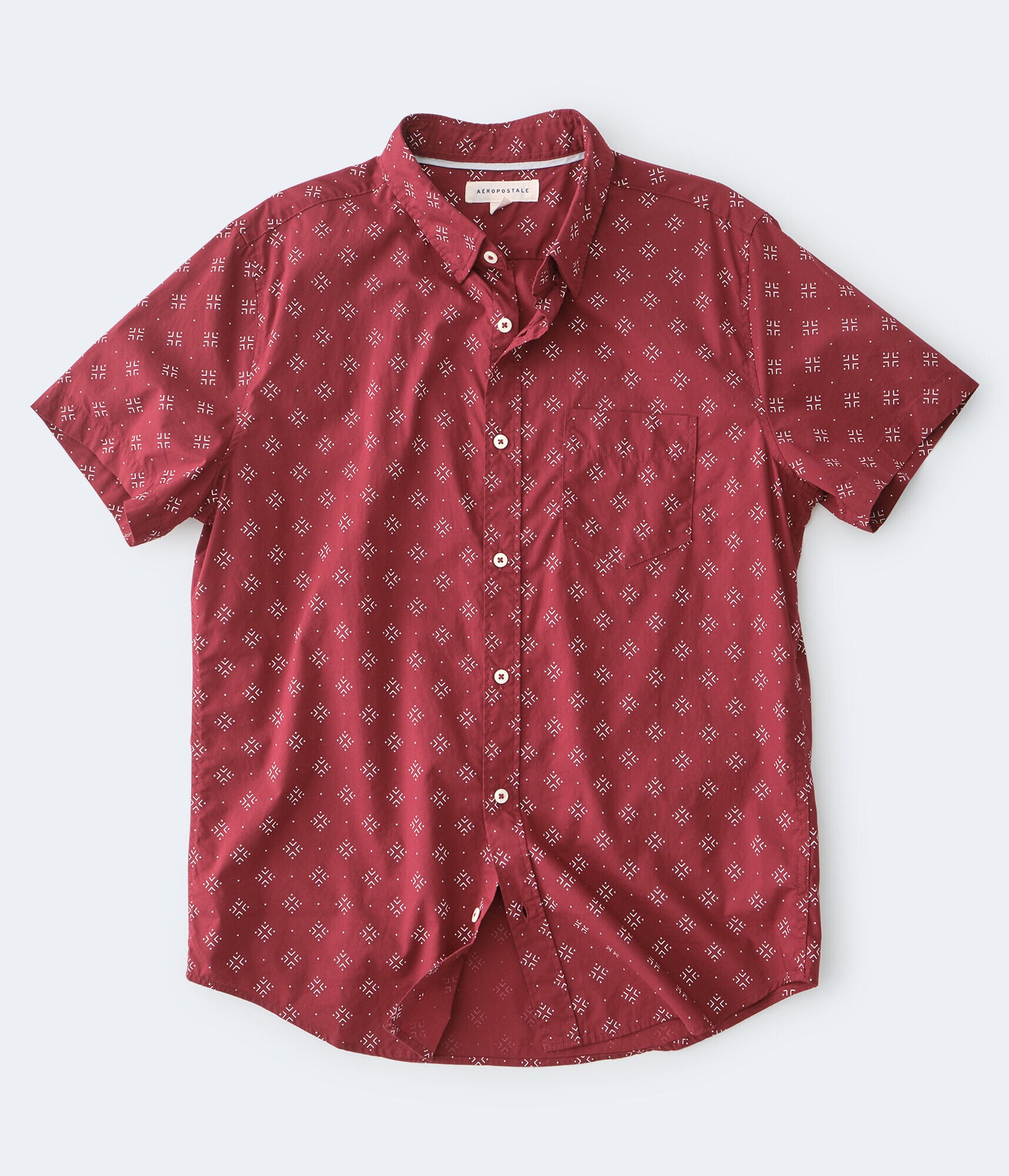 Geometric Diamond-Print Button-Down Shirt