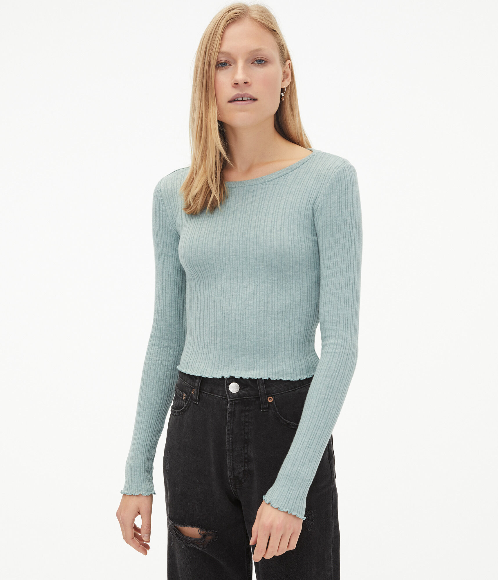 Long Sleeve Cozy Cropped Shrunken Tee