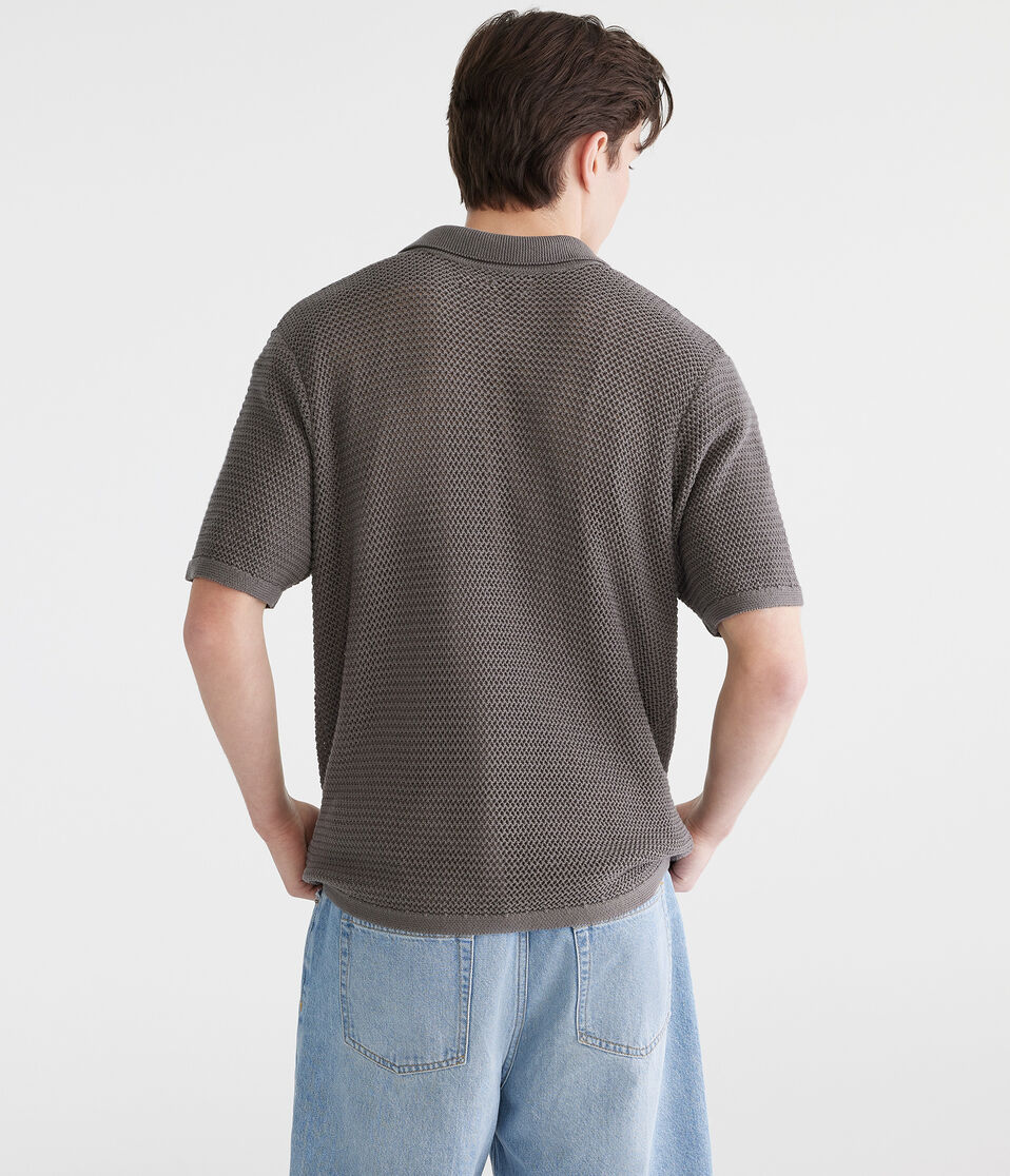 Pointelle Stripe Sweater Shirt