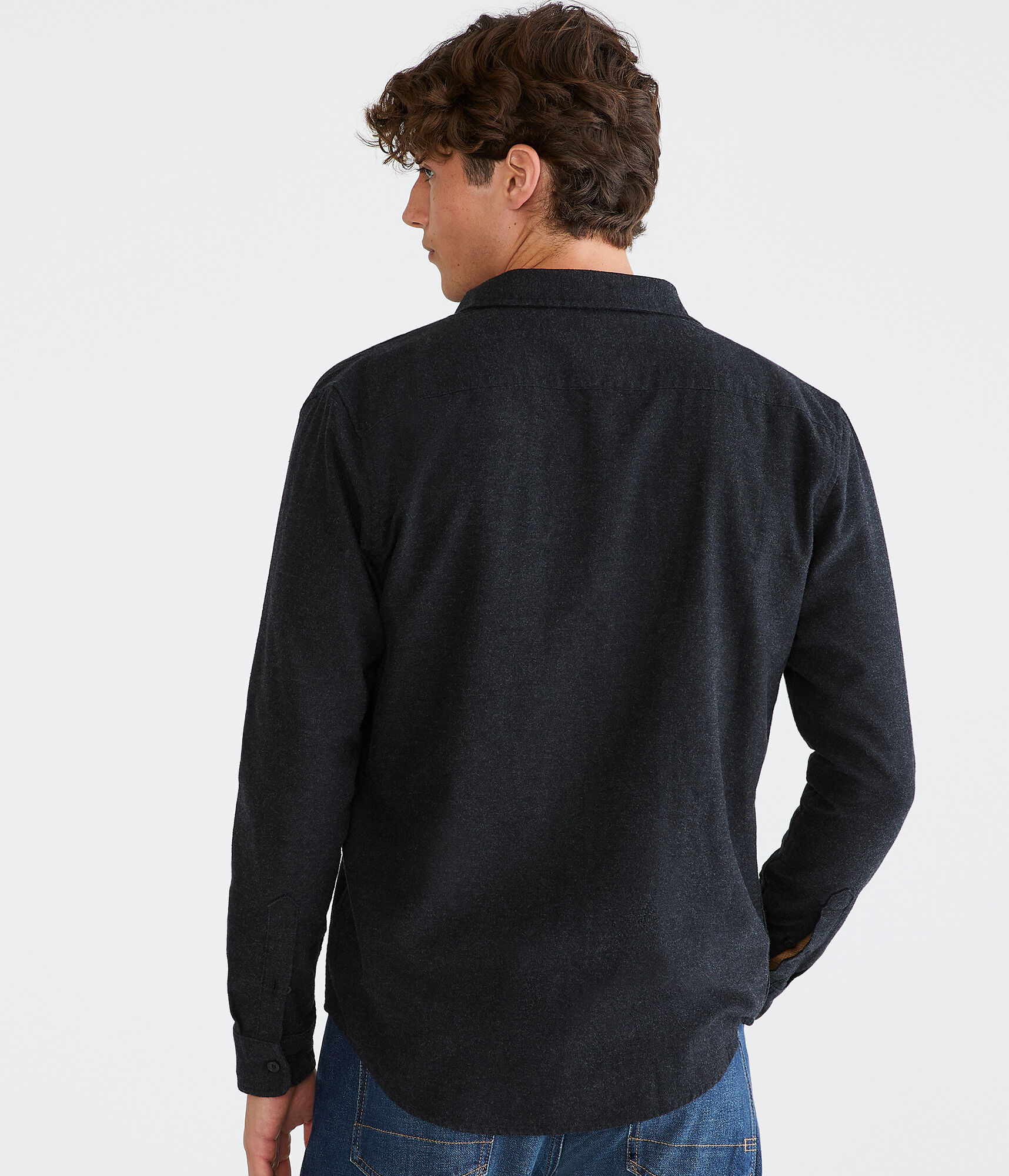 Long Sleeve Solid Flannel Shirt