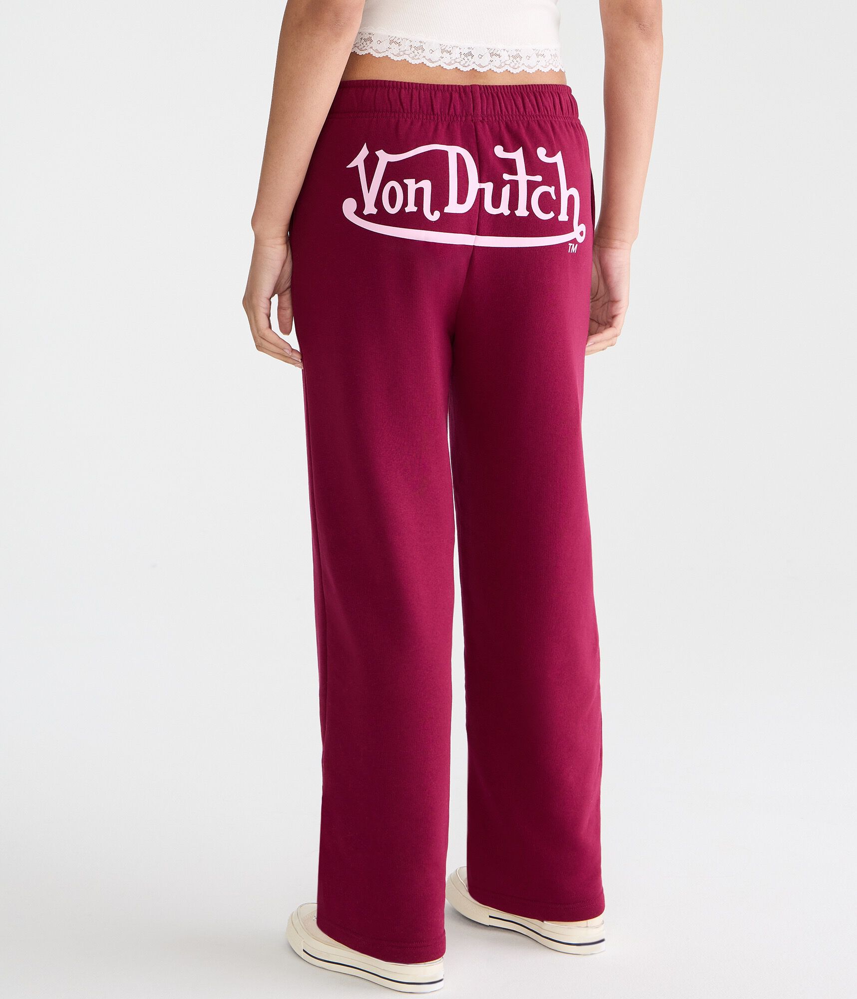 Von Dutch Logo Mid-Rise Straight Leg Sweatpants