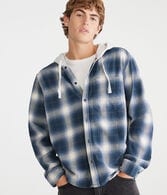 Long Sleeve Plaid Hooded Flannel Shirt