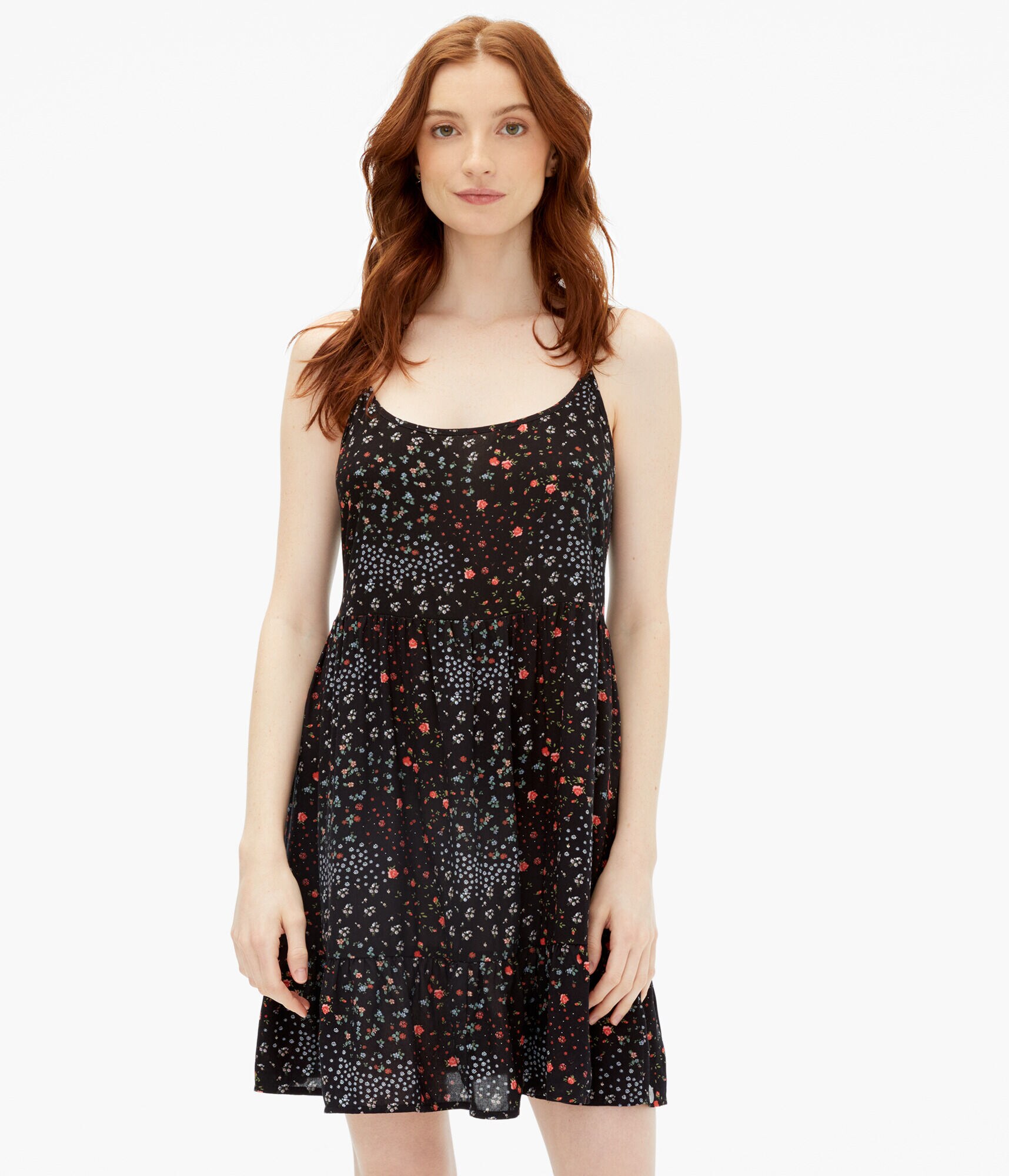 Floral Scoop-Neck Open-Back Slip Dress