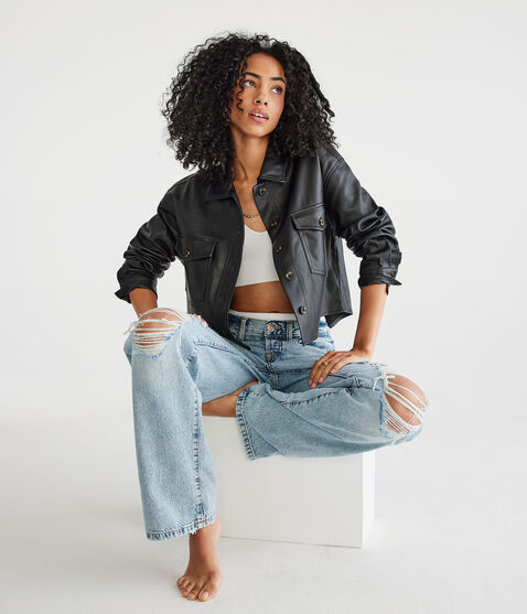 Faux Leather Shacket