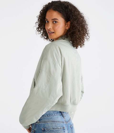 Solid Cropped Bomber Jacket Solid Cropped Bomber Jacket