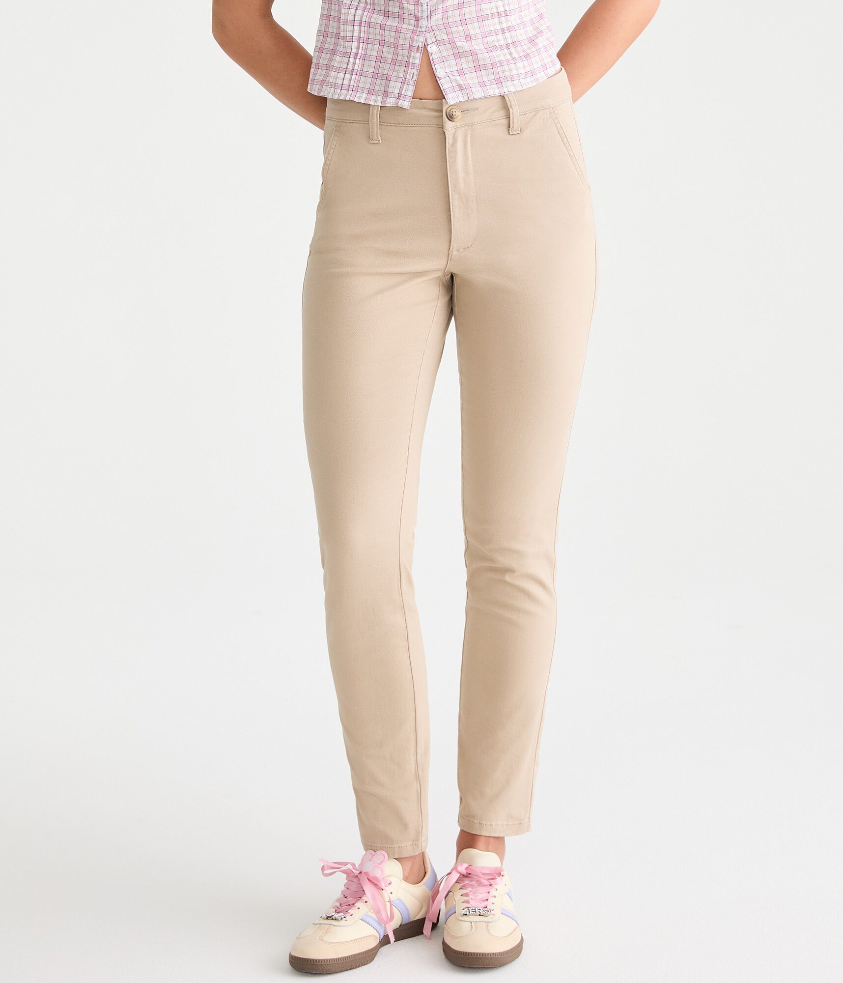 High-Rise Slim Twill Pants